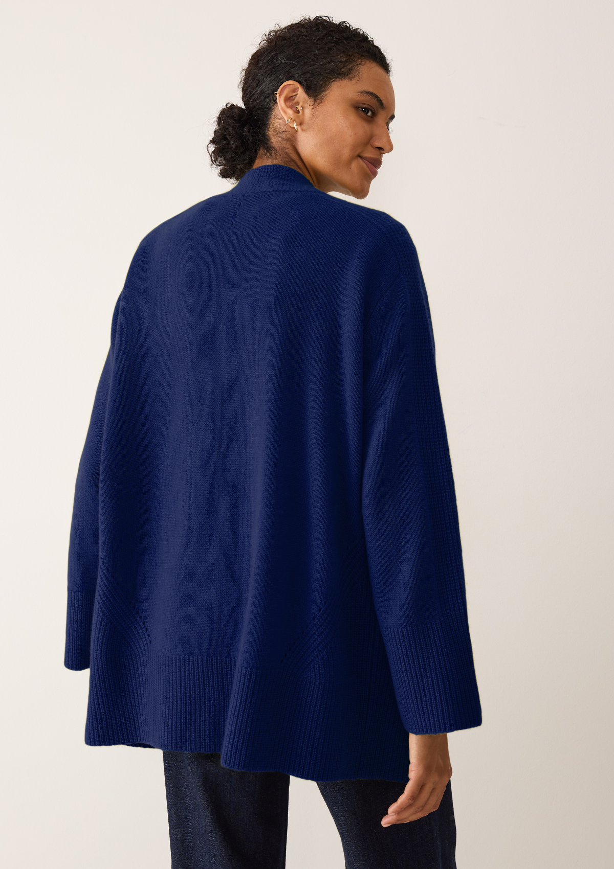 Ribbed Detail Edge to Edge Cardigan in Sodalite Blue