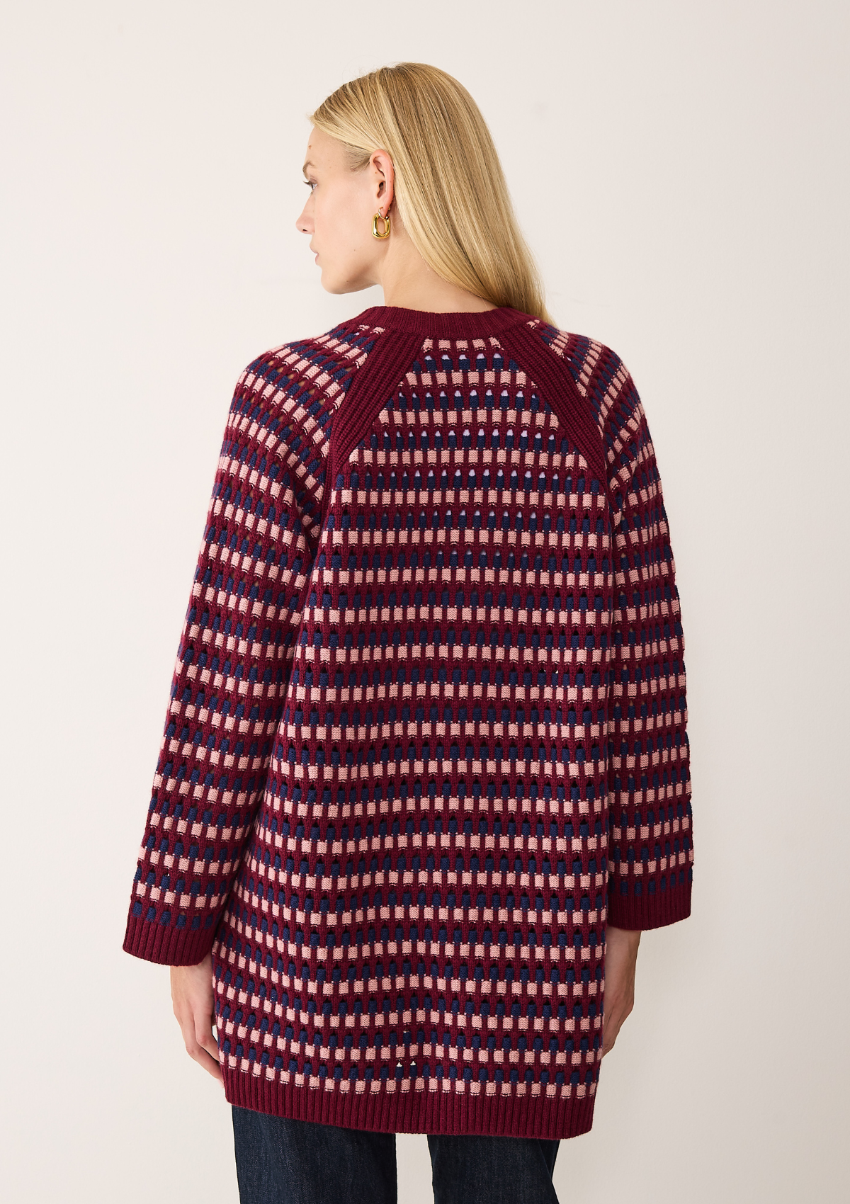 Textured Coat in Clay, Celestial & Barolo Red