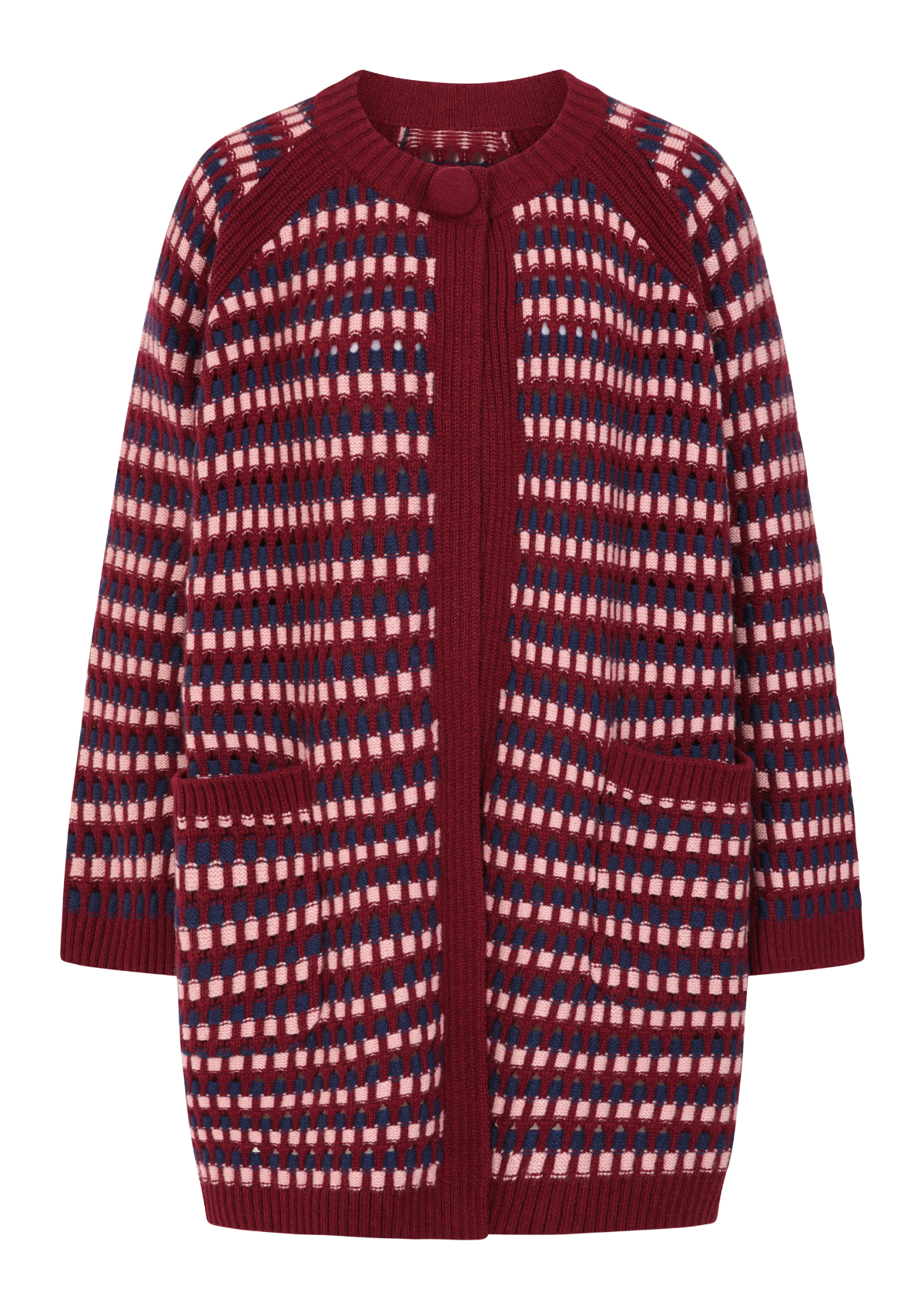 Textured Coat in Clay, Celestial & Barolo Red