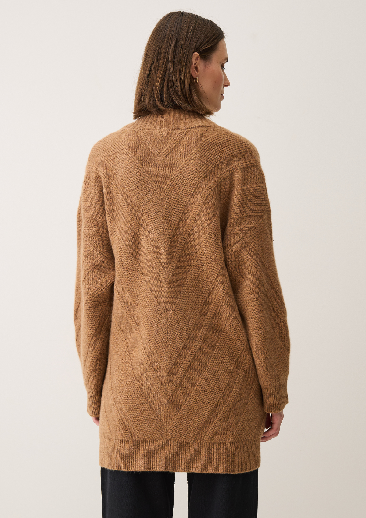 Textured Chevron Cardigan in Harvest Brown