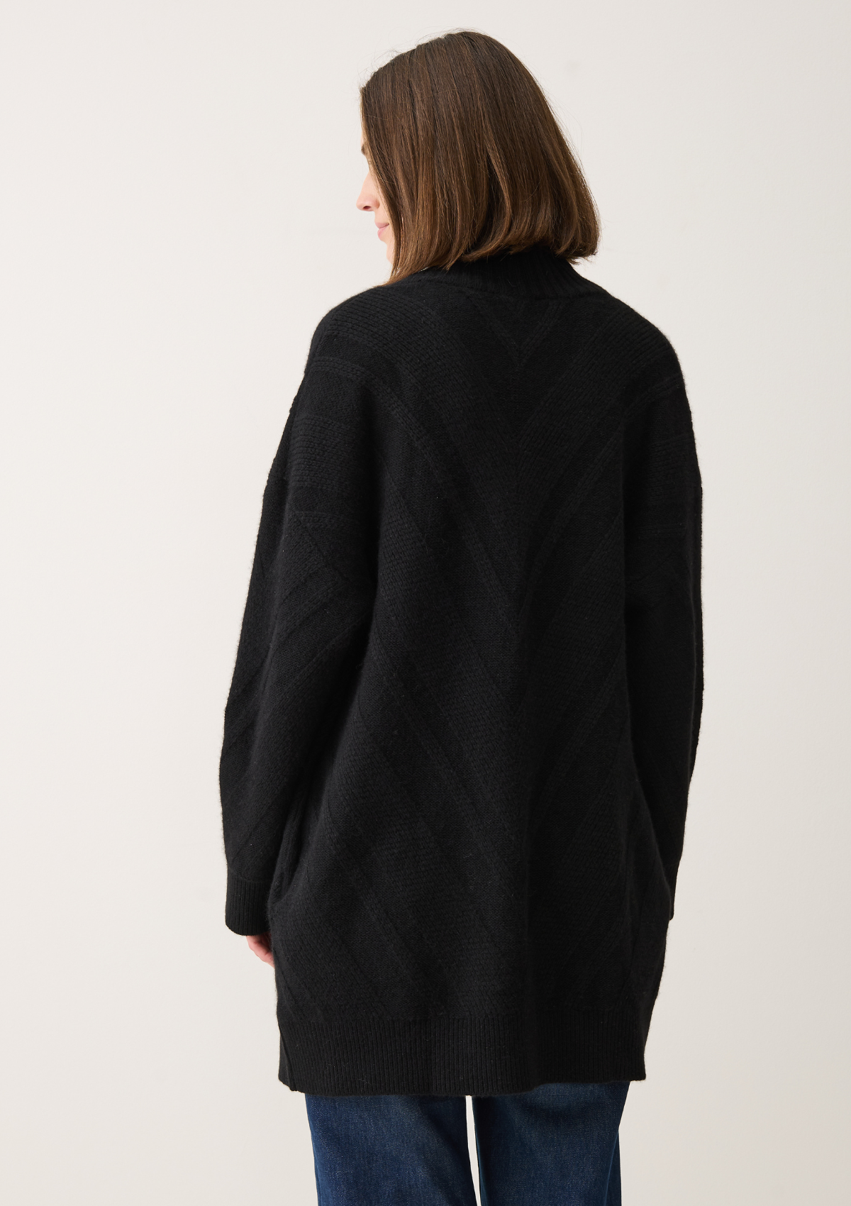 Textured Chevron Cardigan in Black