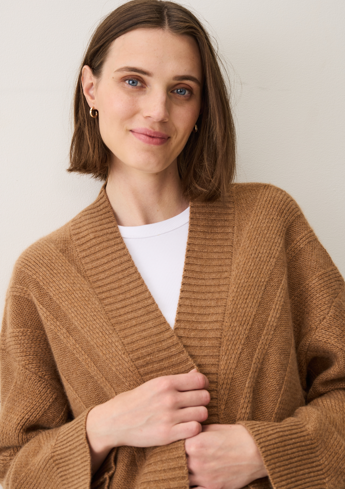 Textured Chevron Cardigan in Harvest Brown