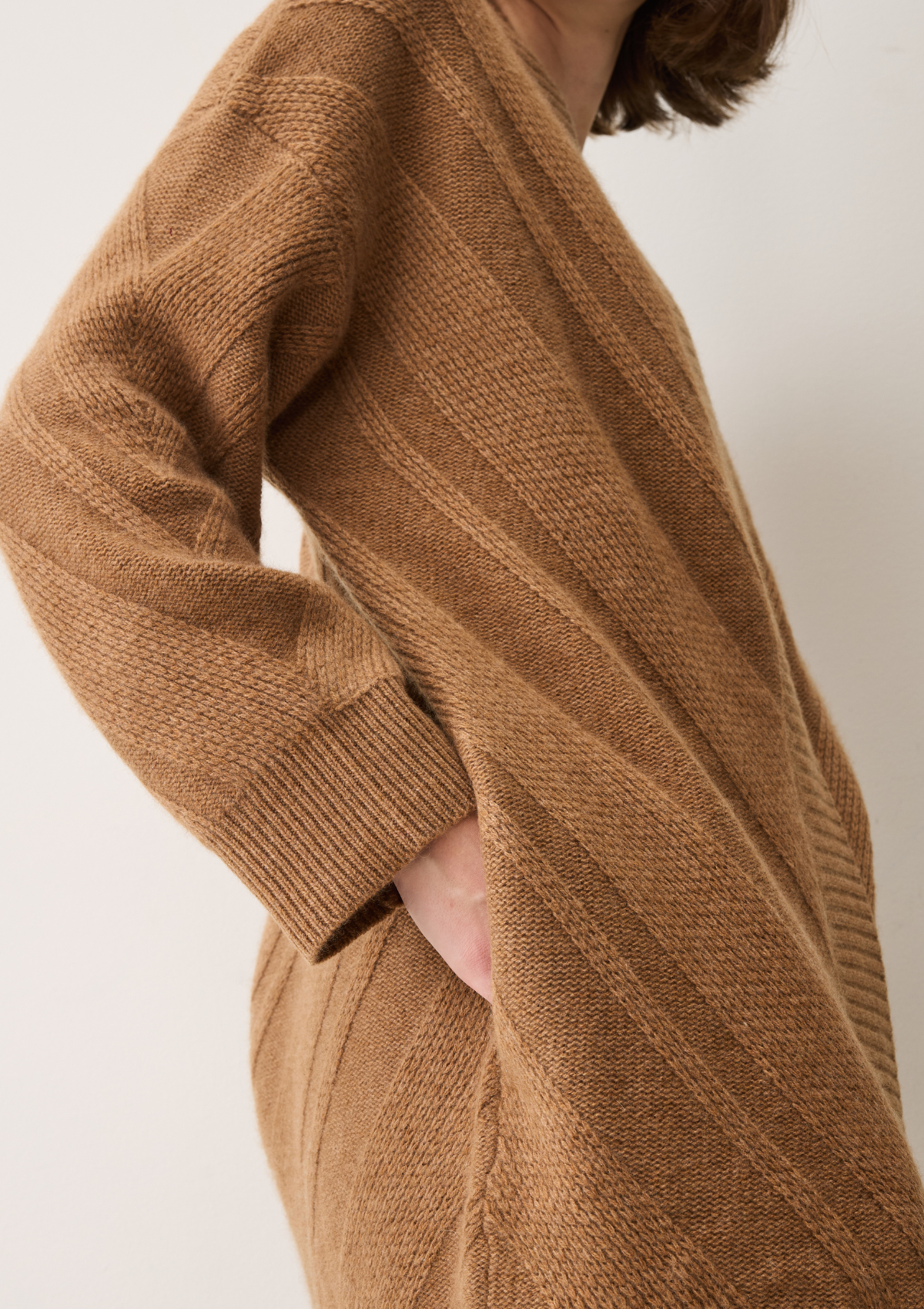 Textured Chevron Cardigan in Harvest Brown