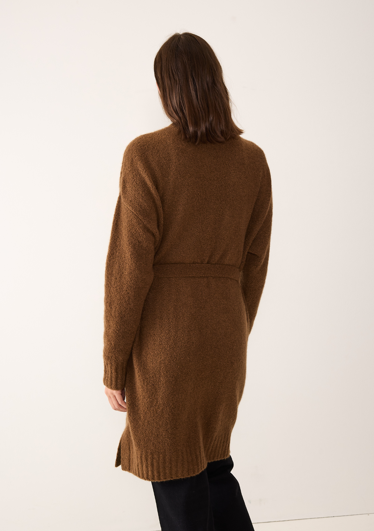 Boucle Robe Cardigan in Syrup Brown