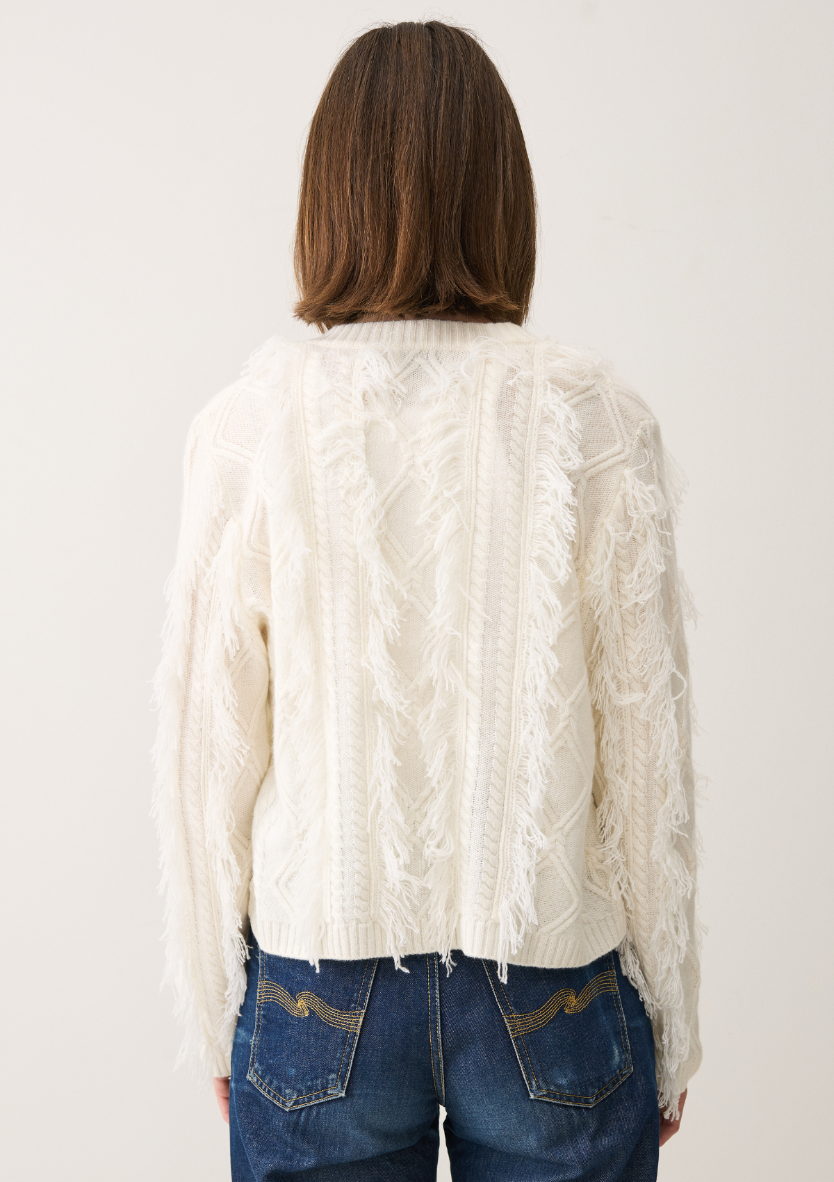 Fringe Cable Jacket in Snow White
