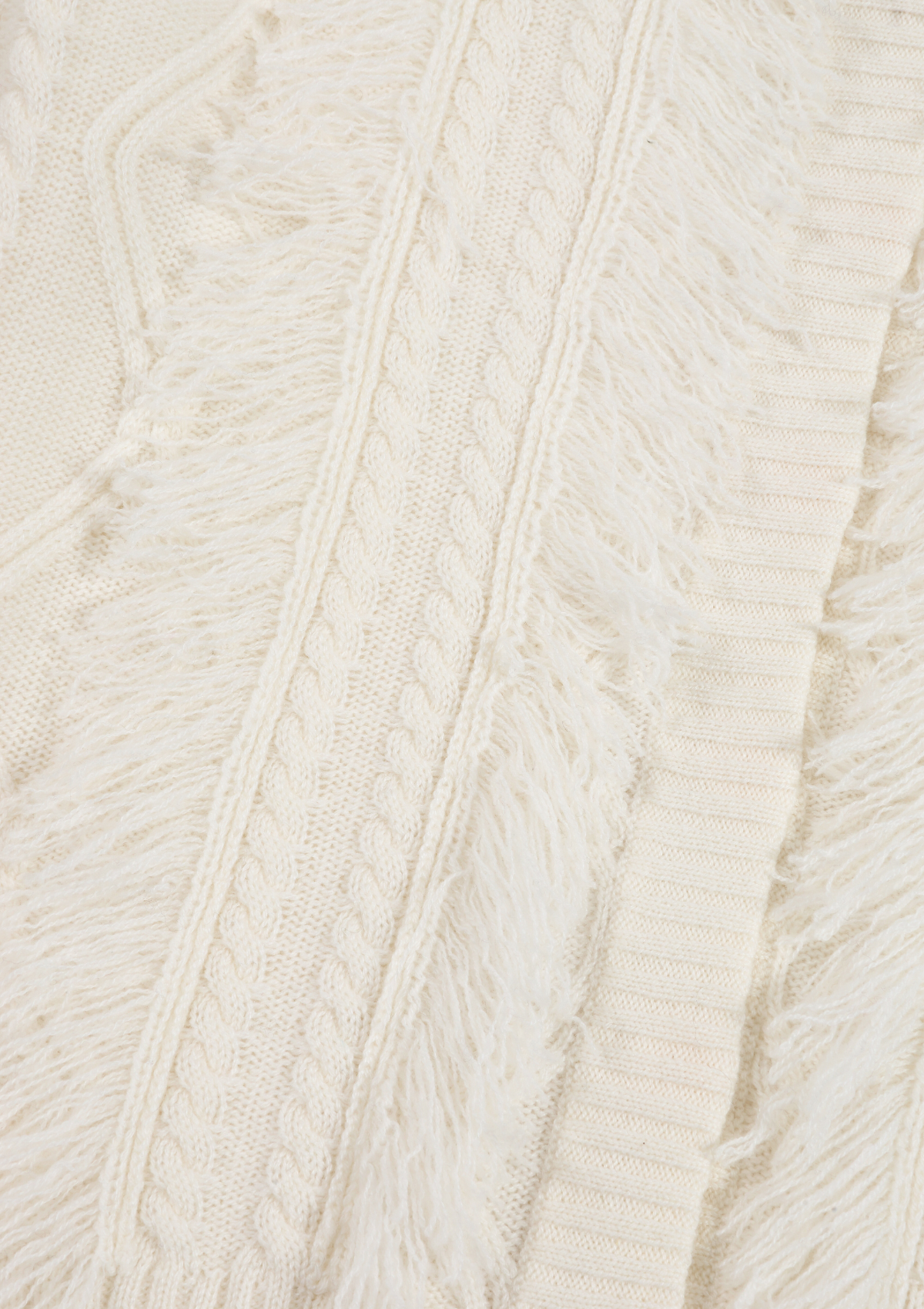 Fringe Cable Jacket in Snow White