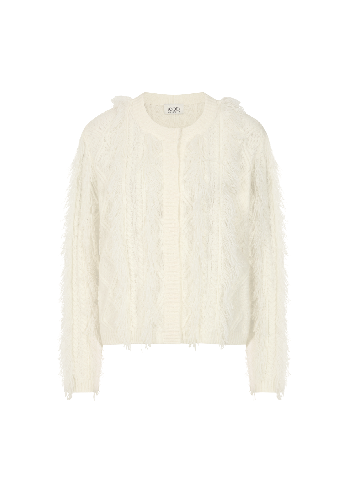 Fringe Cable Jacket in Snow White