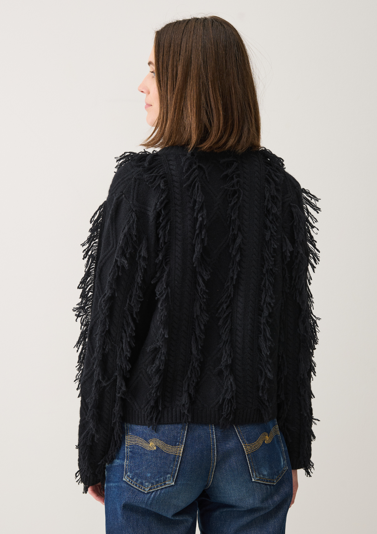 Fringe Cable Jacket in Black