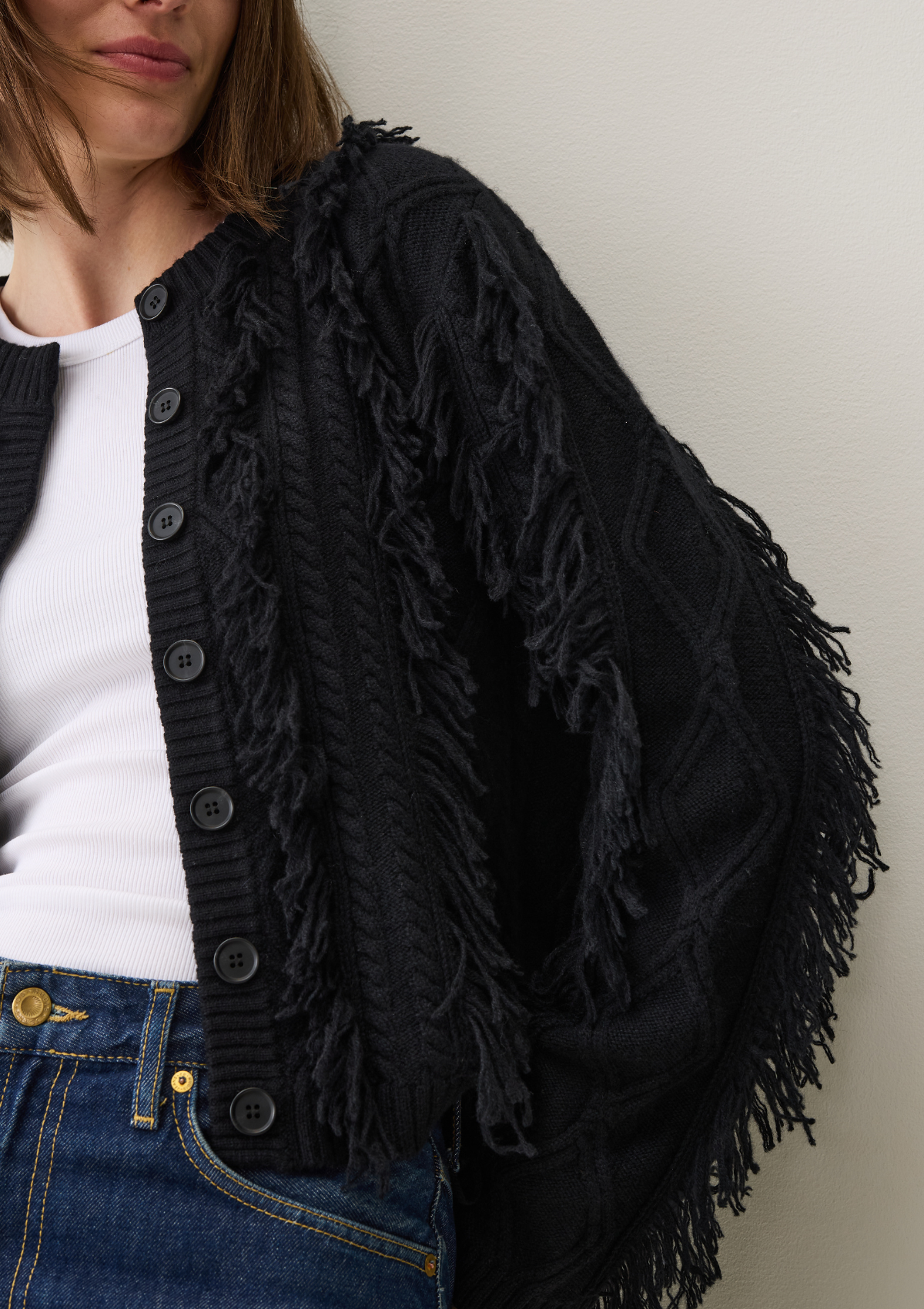 Fringe Cable Jacket in Black