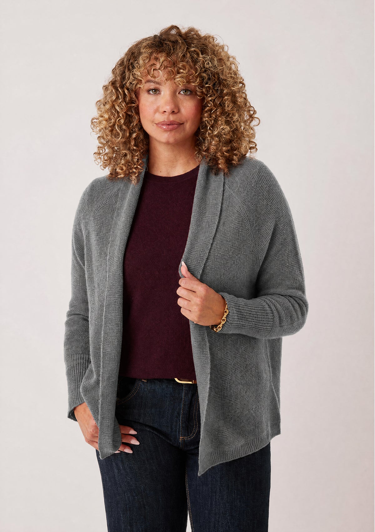 Relaxed Edge to Edge Cardigan in Pewter Grey