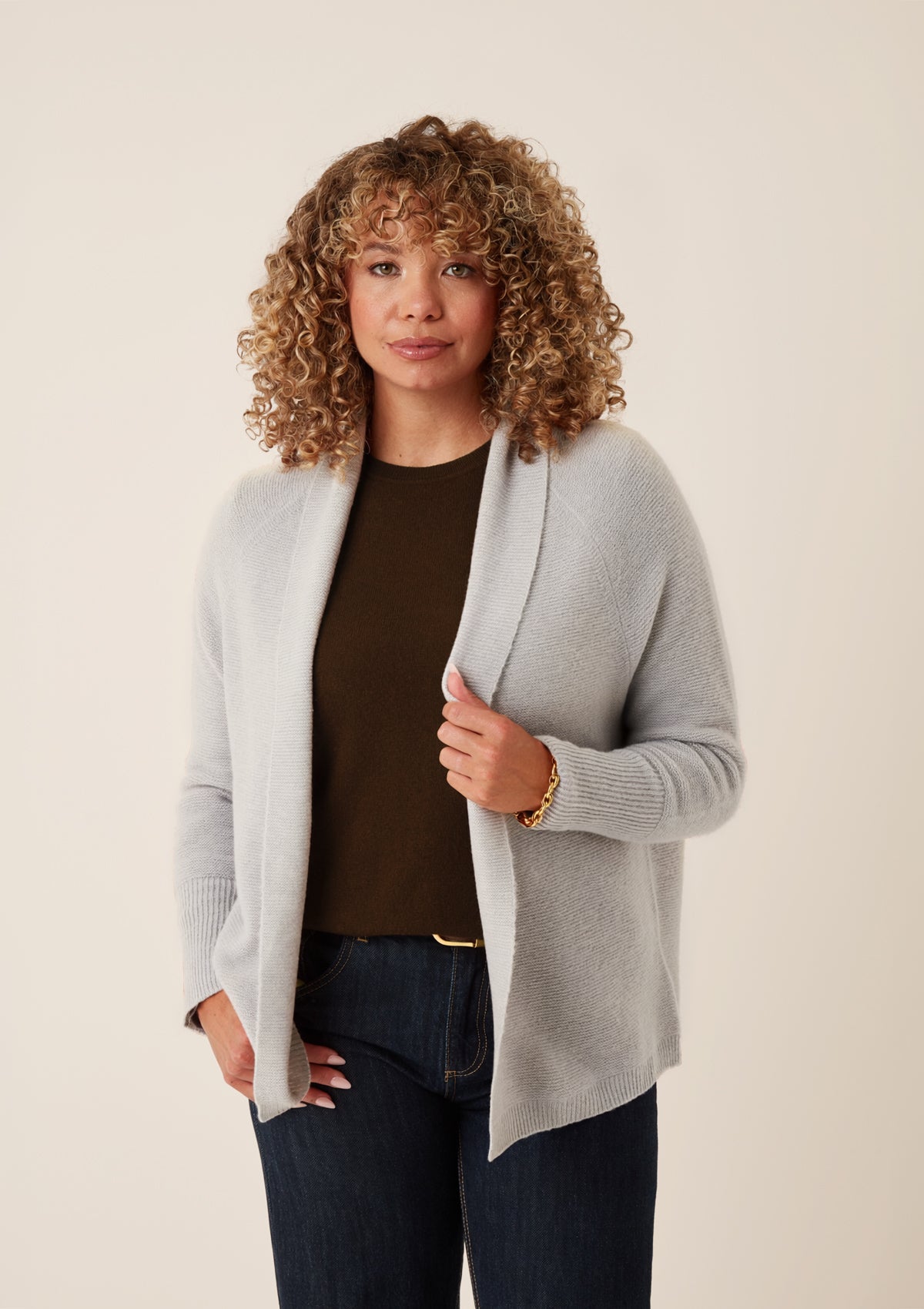 Relaxed Edge to Edge Cardigan in Foggy Grey