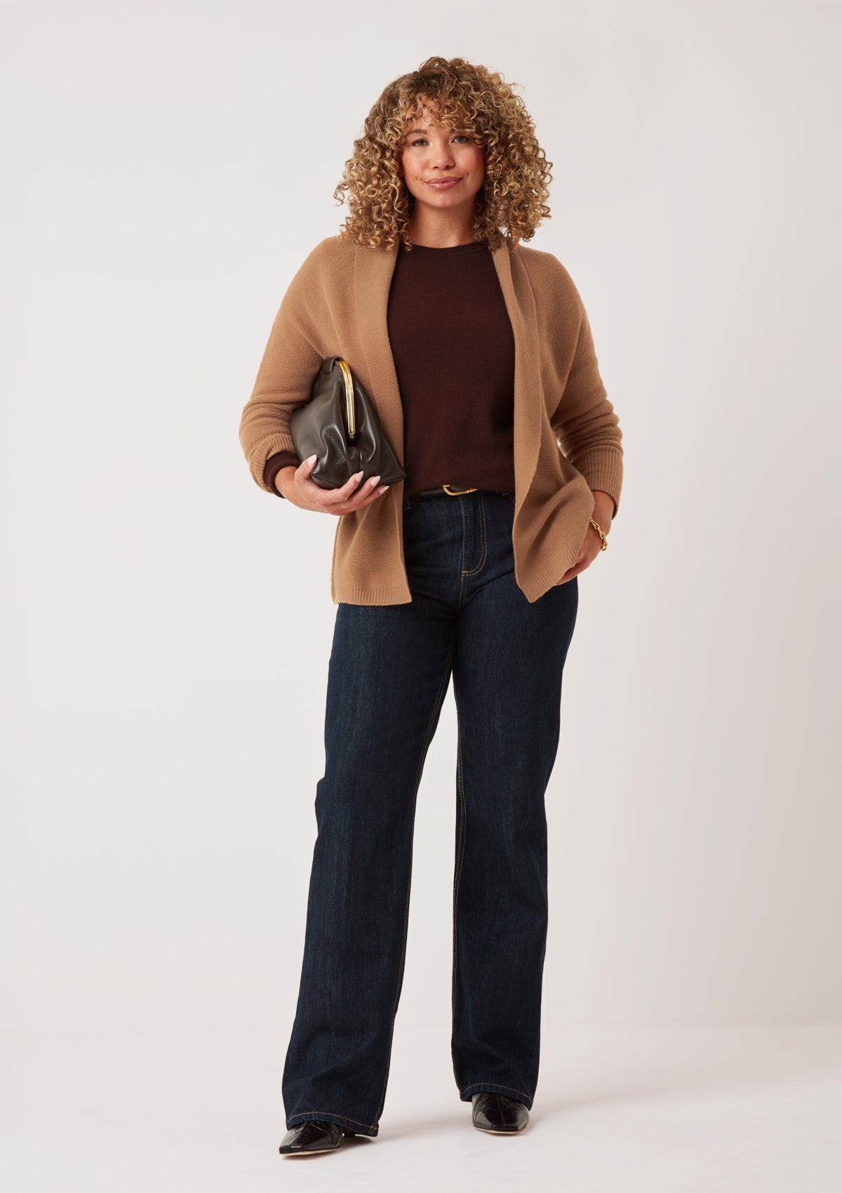 Relaxed Edge to Edge Cardigan in Harvest Brown