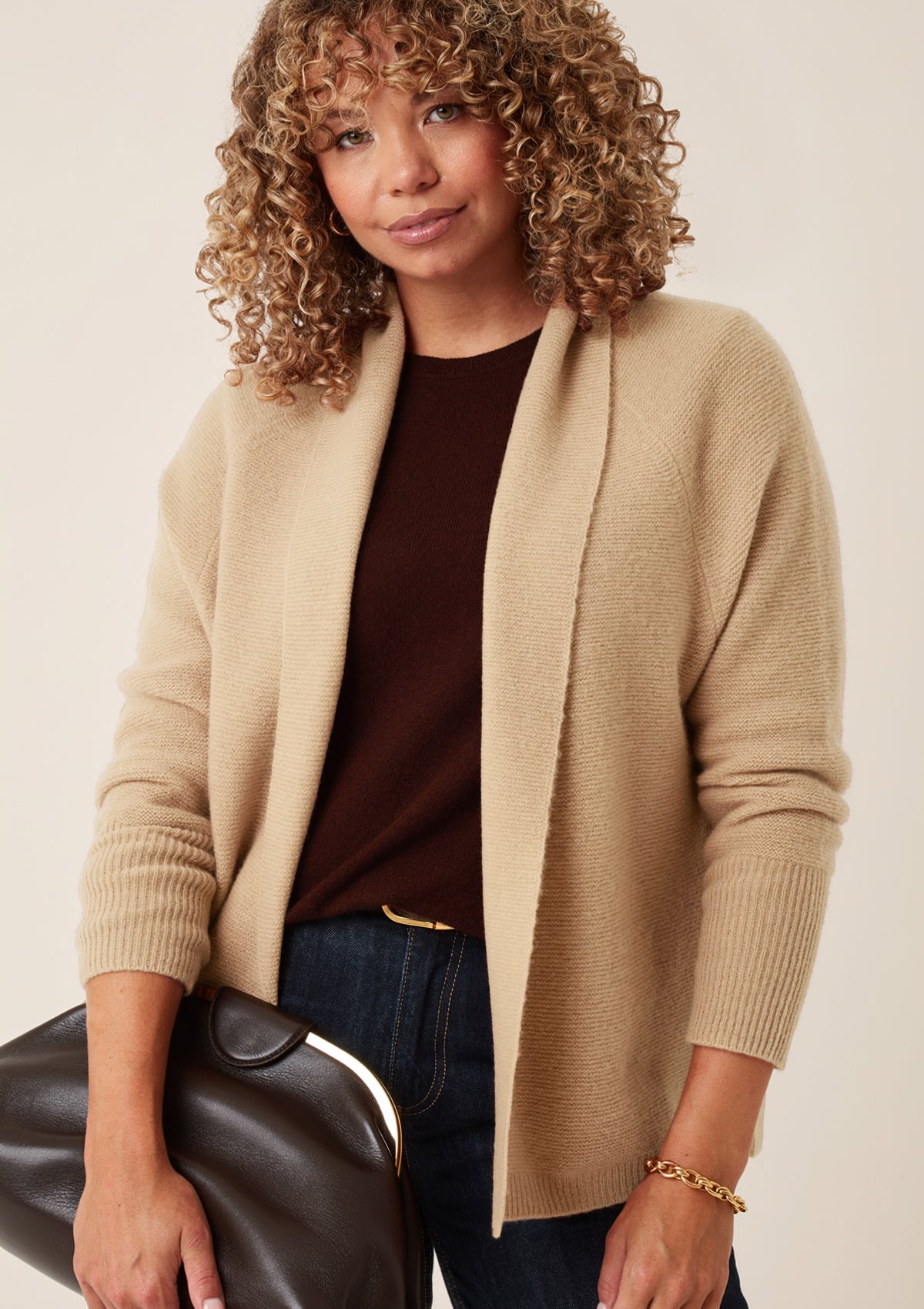 Relaxed Edge to Edge Cardigan in Honey