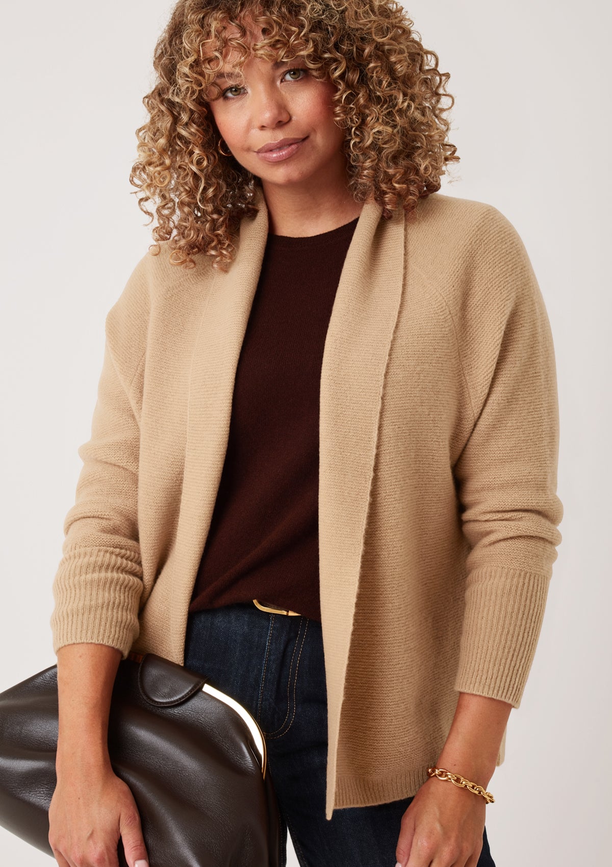 Relaxed Edge to Edge Cardigan in Honey
