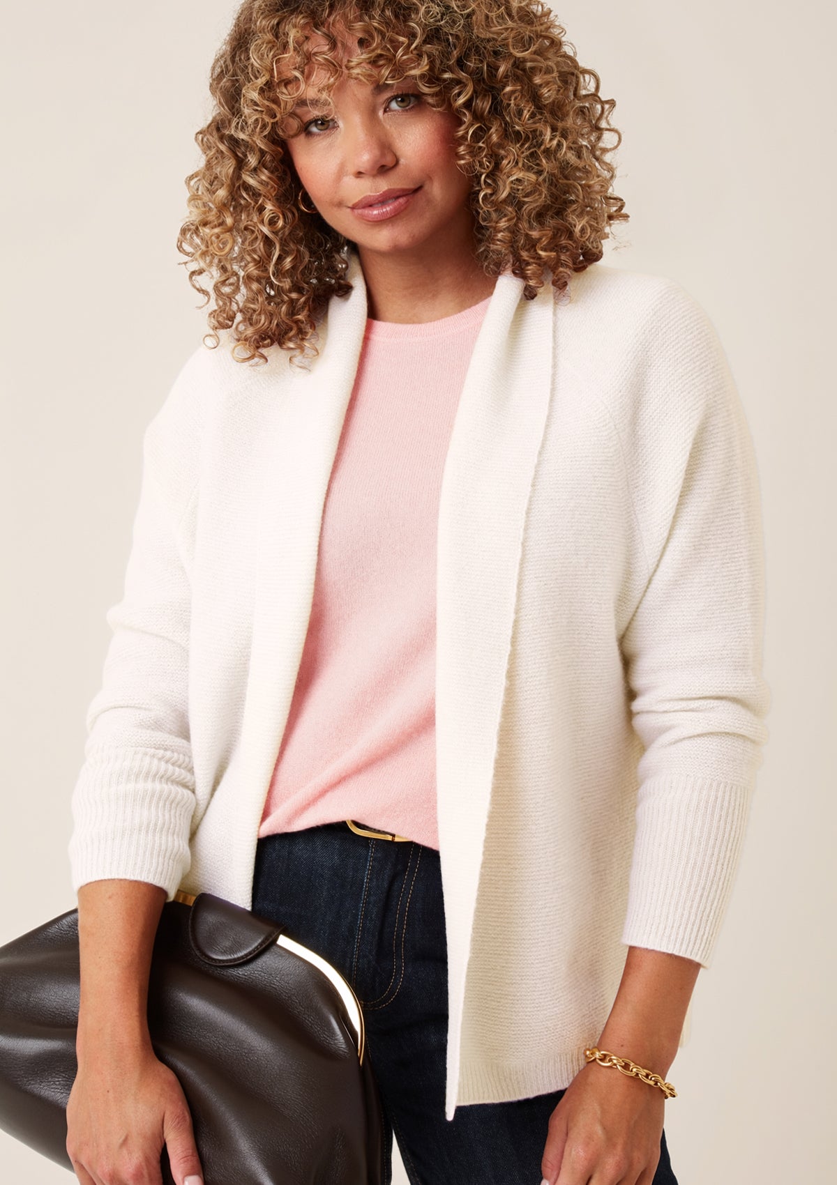 Relaxed Edge to Edge Cardigan in Snow White