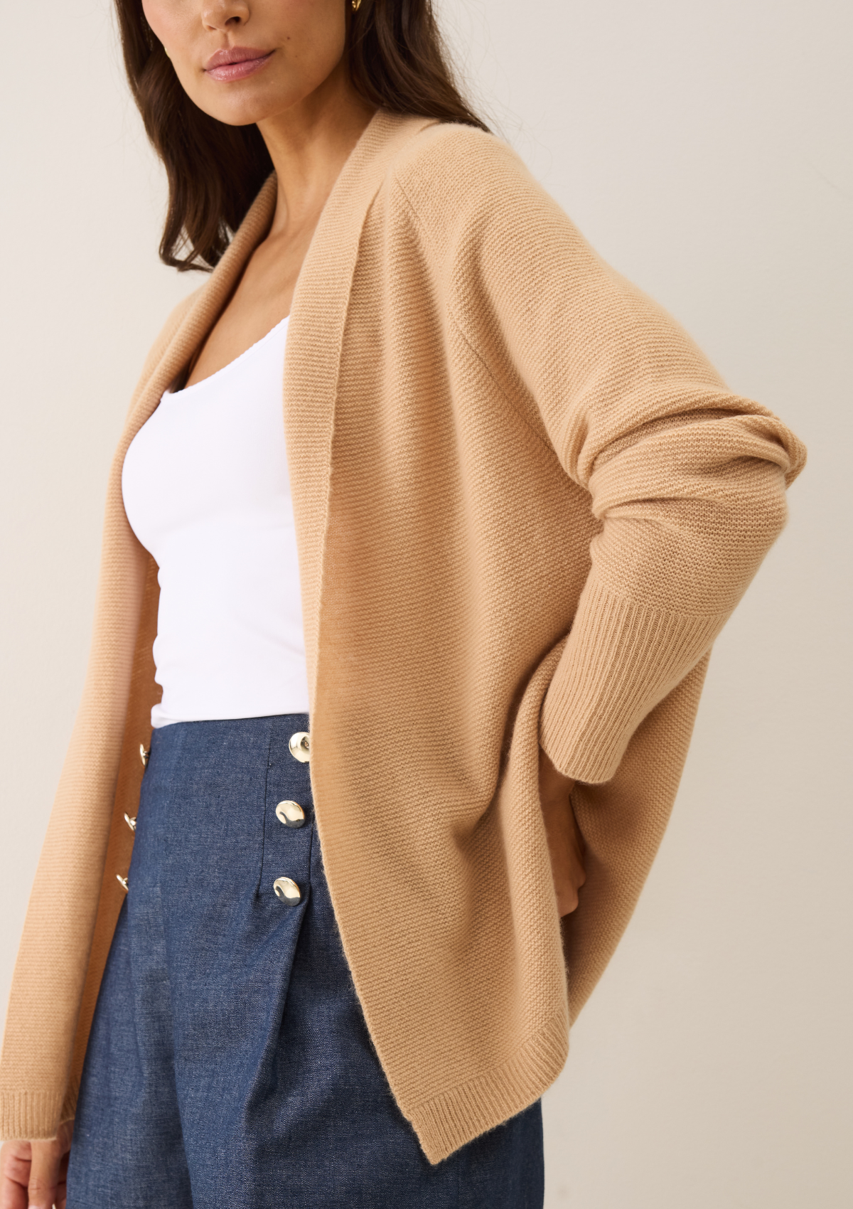 Relaxed Edge to Edge Cardigan in Honey
