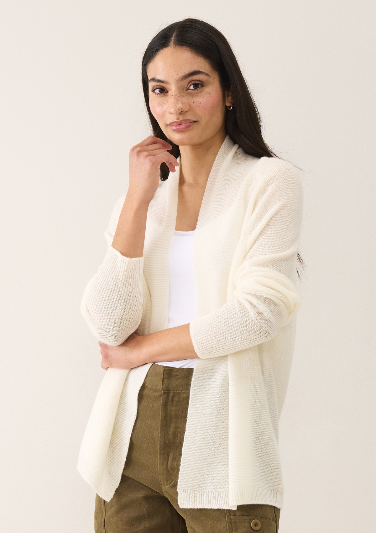 Relaxed Edge to Edge Cardigan in Snow White