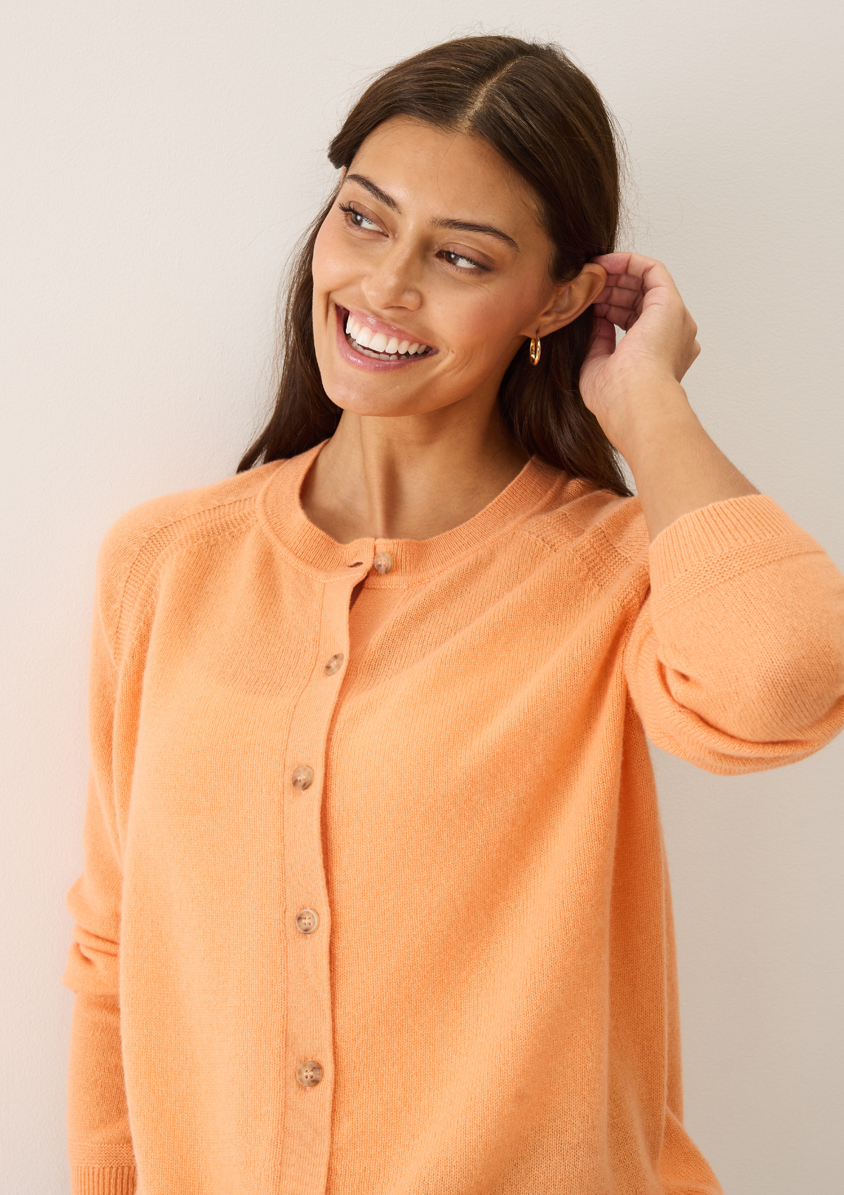 Featherweight Cardigan in Sunset Orange
