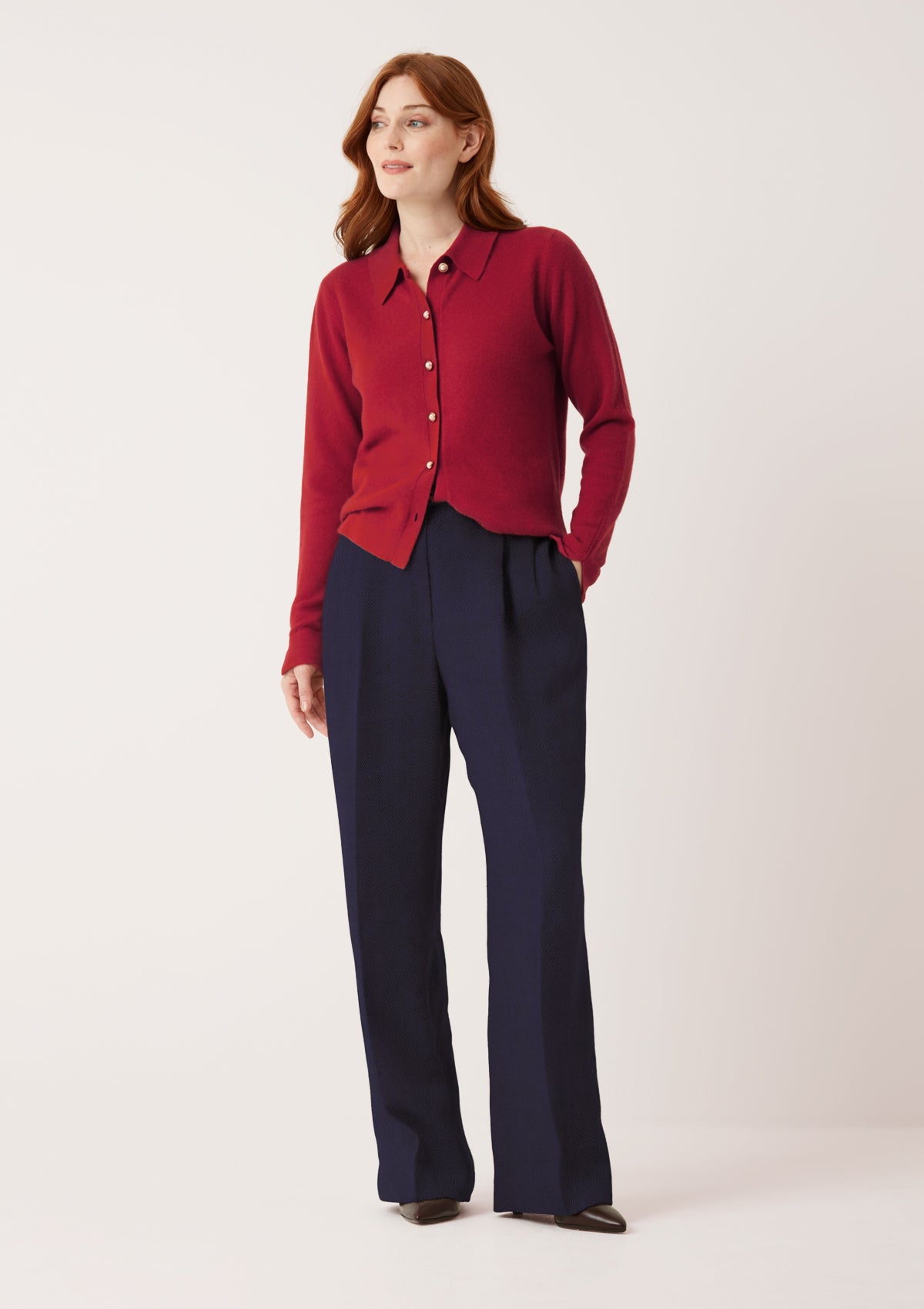 Knitted Shirt in Garnet Red