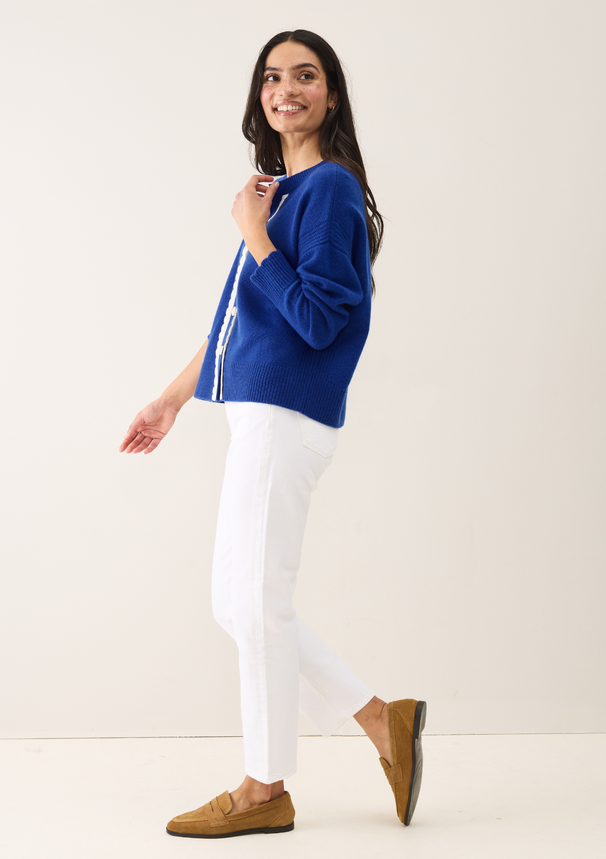 Shell Edge Cardigan in Lapis Blue