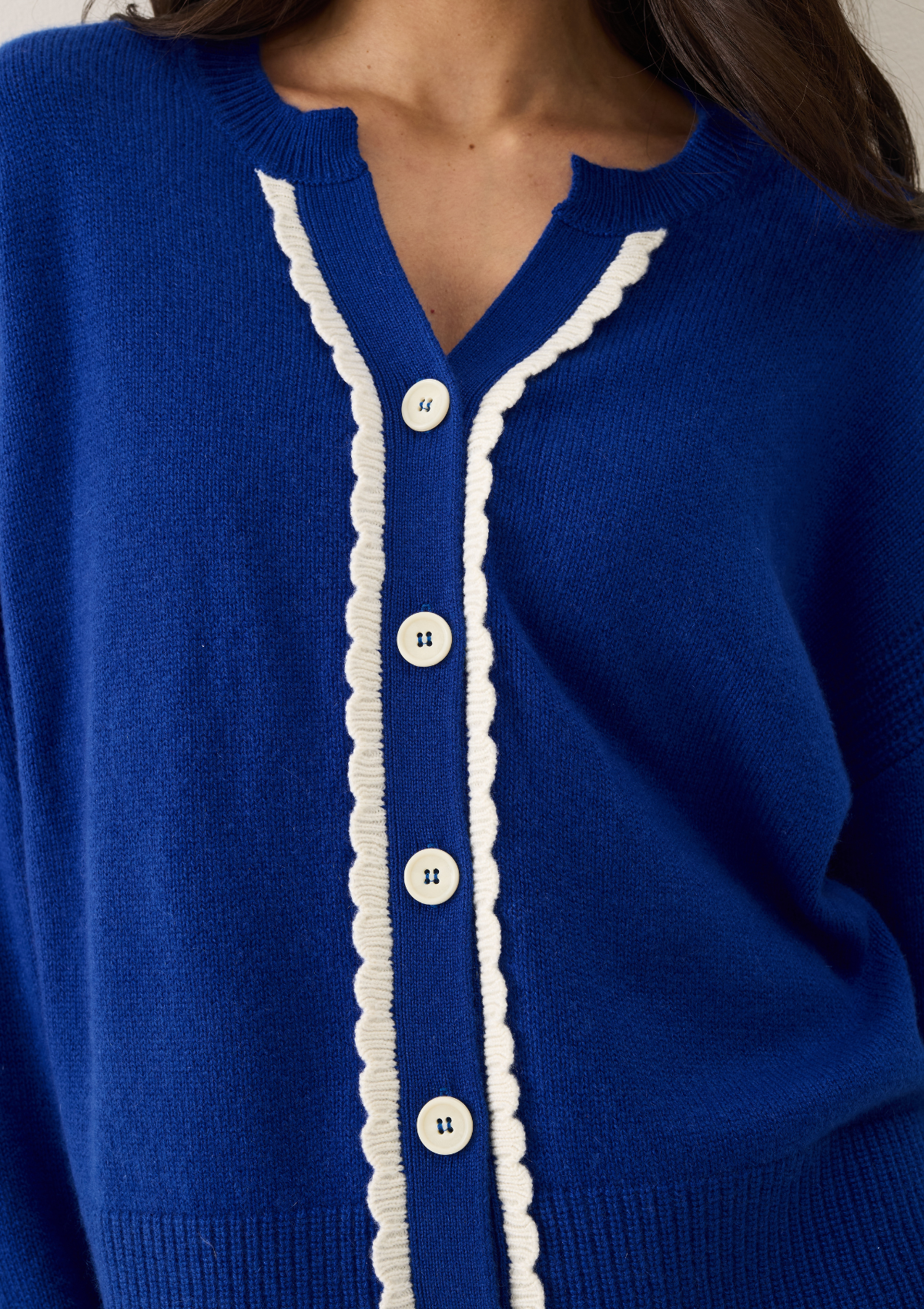 Shell Edge Cardigan in Lapis Blue