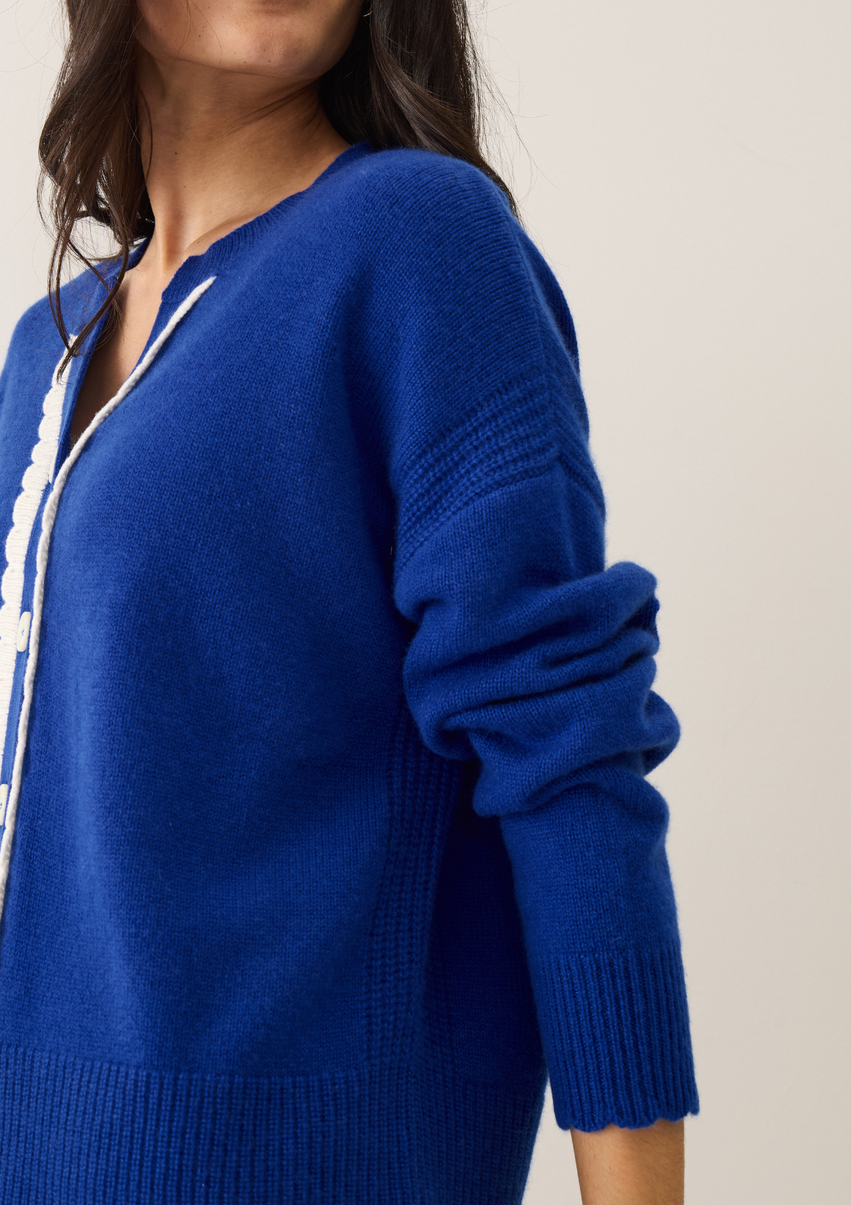 Shell Edge Cardigan in Lapis Blue