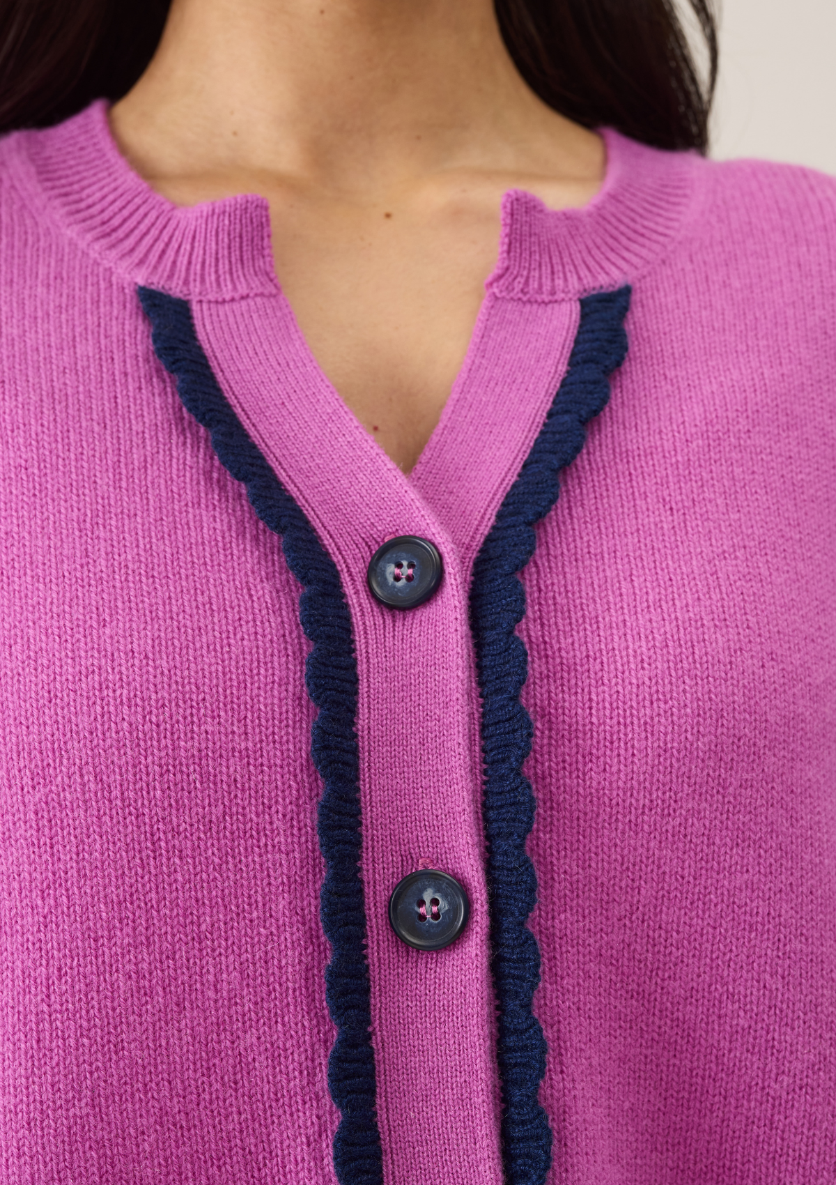 Shell Edge Cardigan in Tyrian Pink