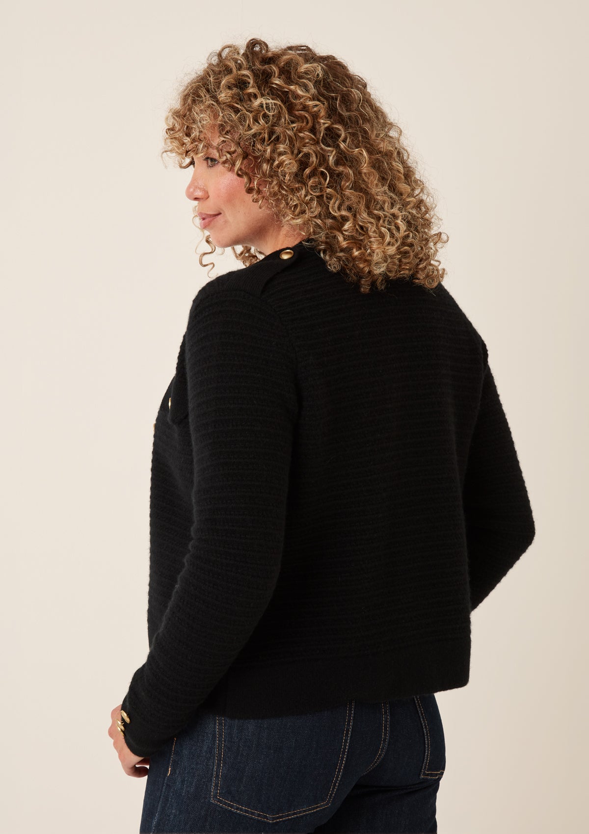 Cashmere Military Jacket in Black