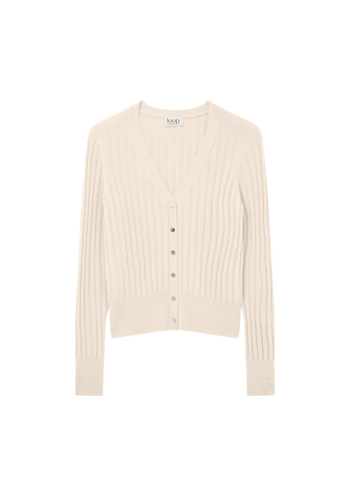 Cashmere Wide Rib Cardigan in Wheat