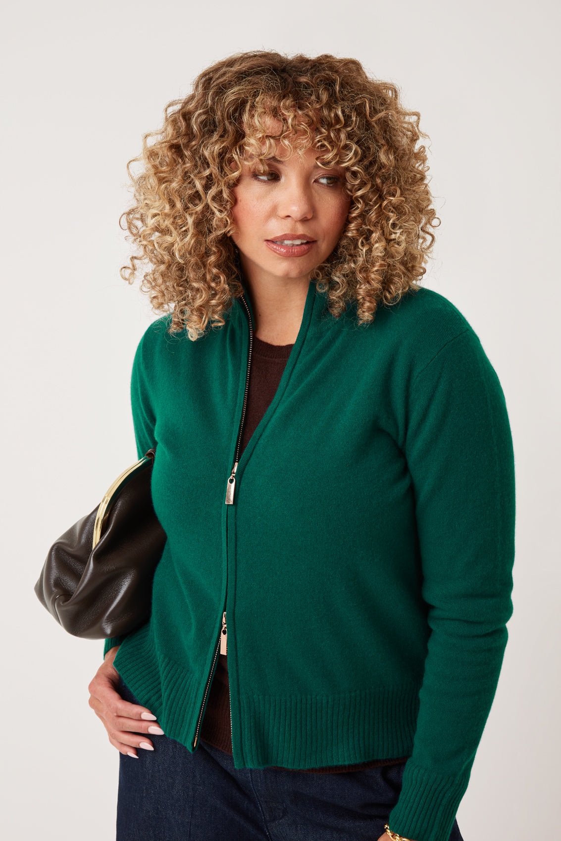 Zip Front Cardigan in Arcadia Green