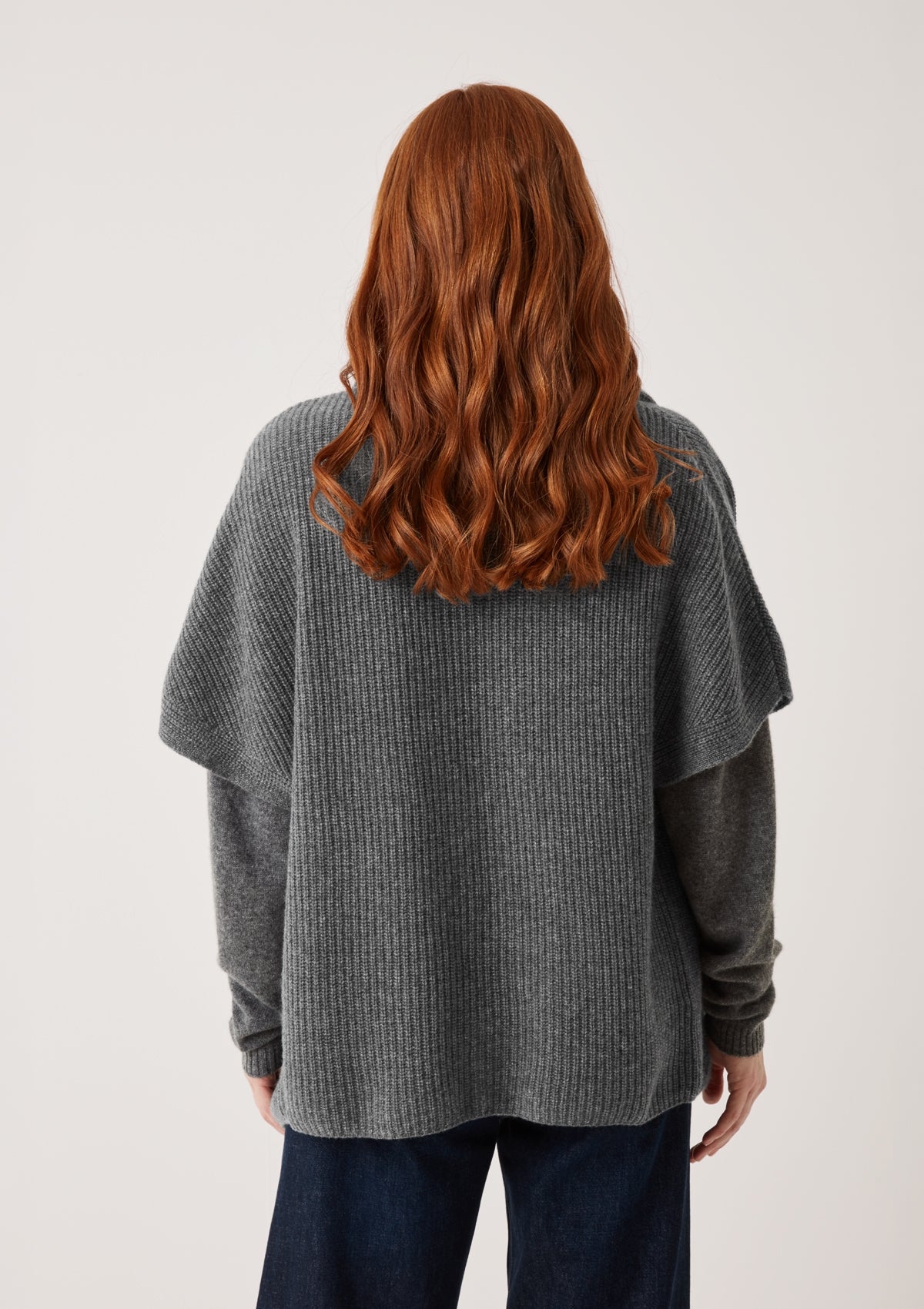 Half Cardigan Sleeveless Cardigan in Pewter Grey