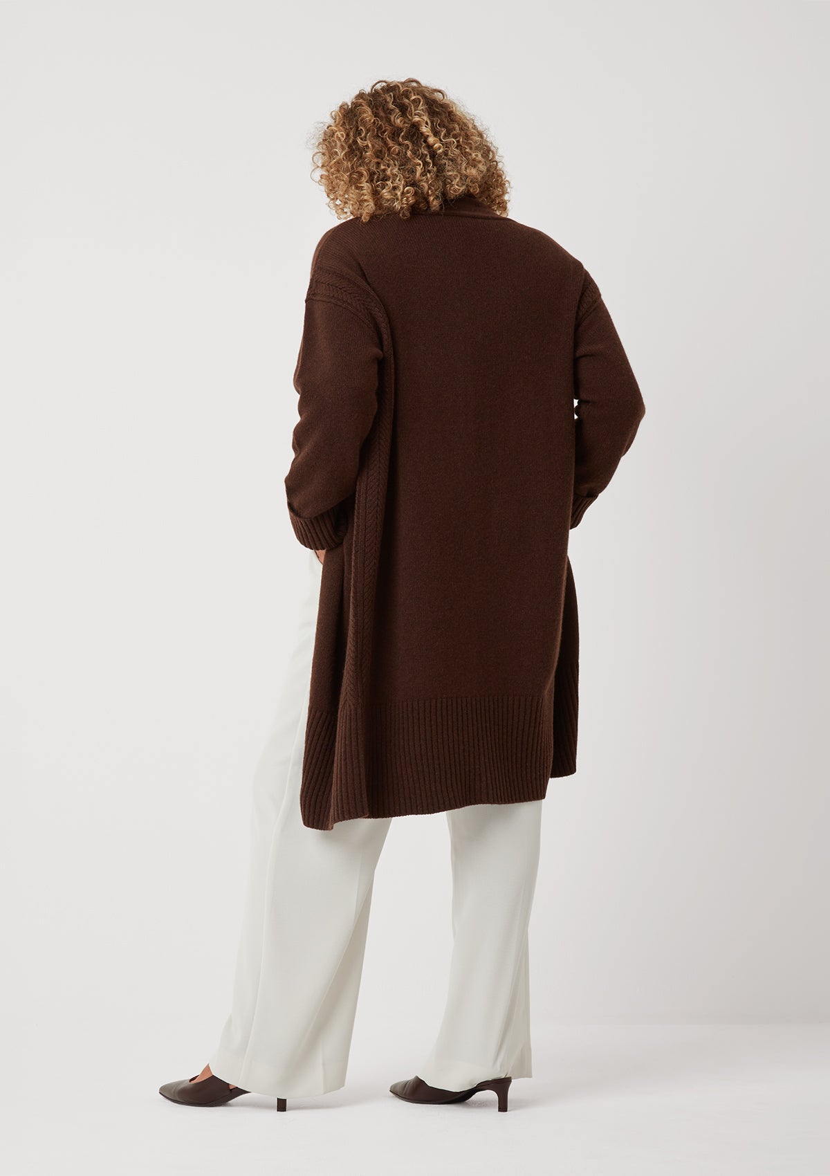 The Luxe Longline Coatigan in Americano Brown