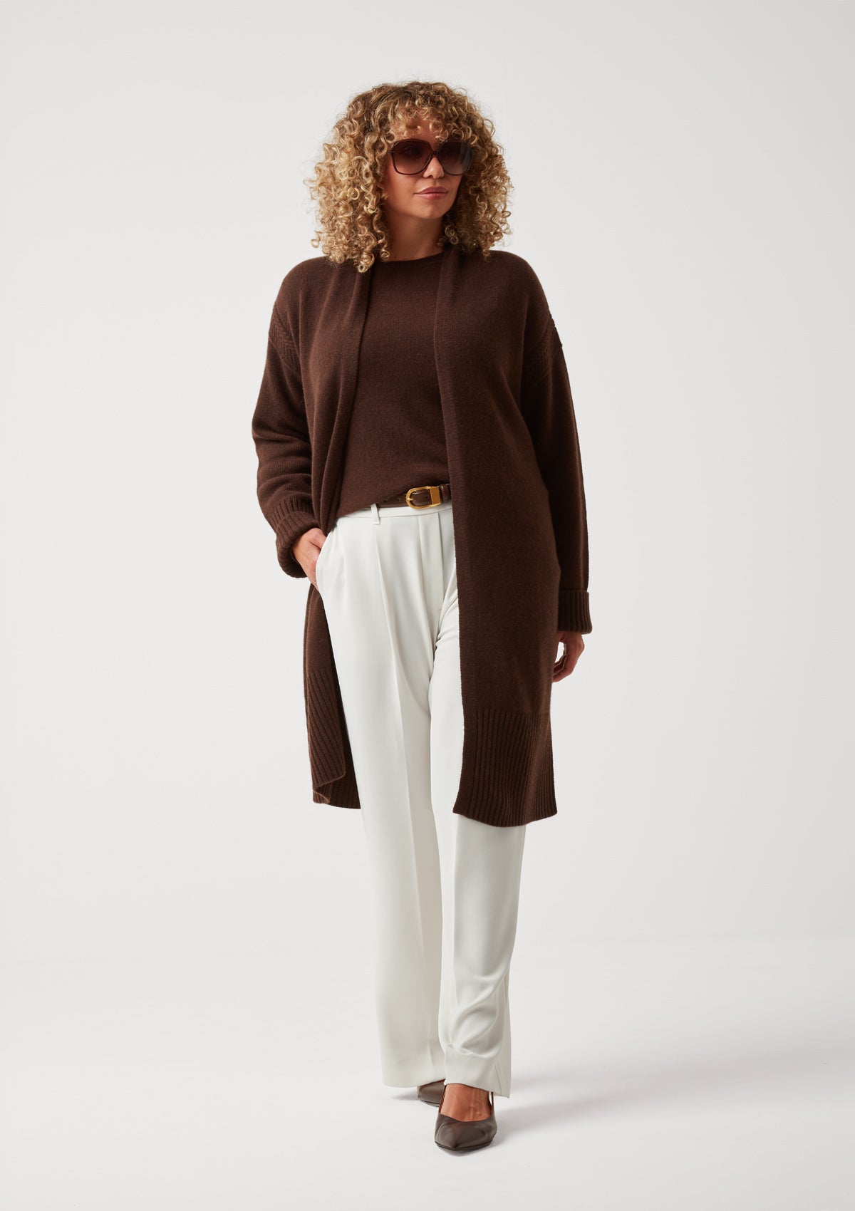 The Luxe Longline Coatigan in Americano Brown