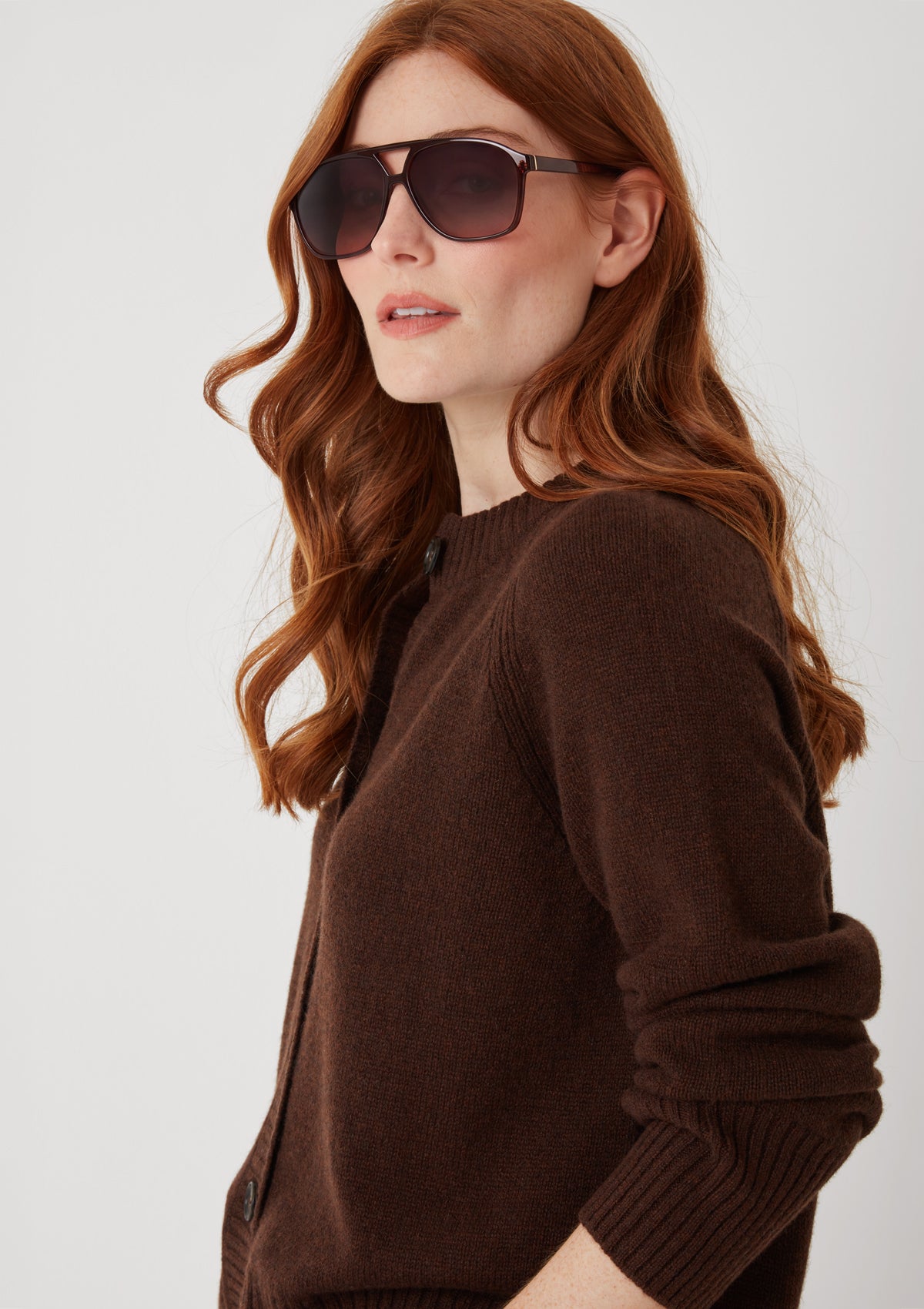 The Luxe Crew Cardigan in Americano Brown