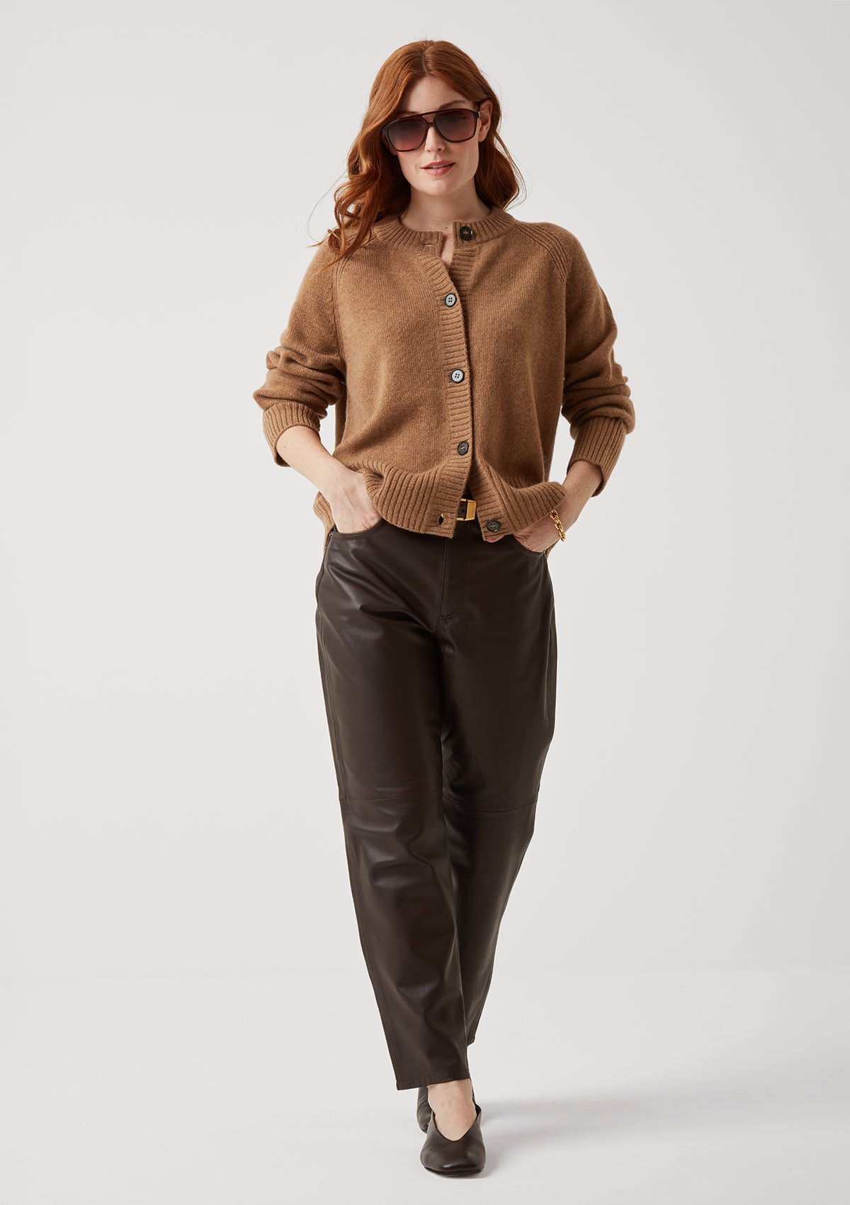 The Luxe Crew Cardigan in Harvest Brown