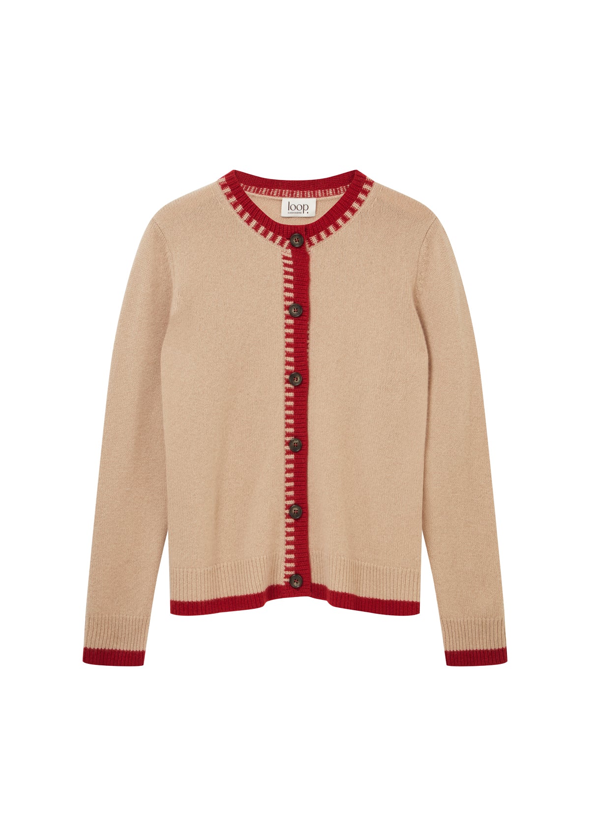 Cashmere Blanket Stitch Cardigan in Chanterelle