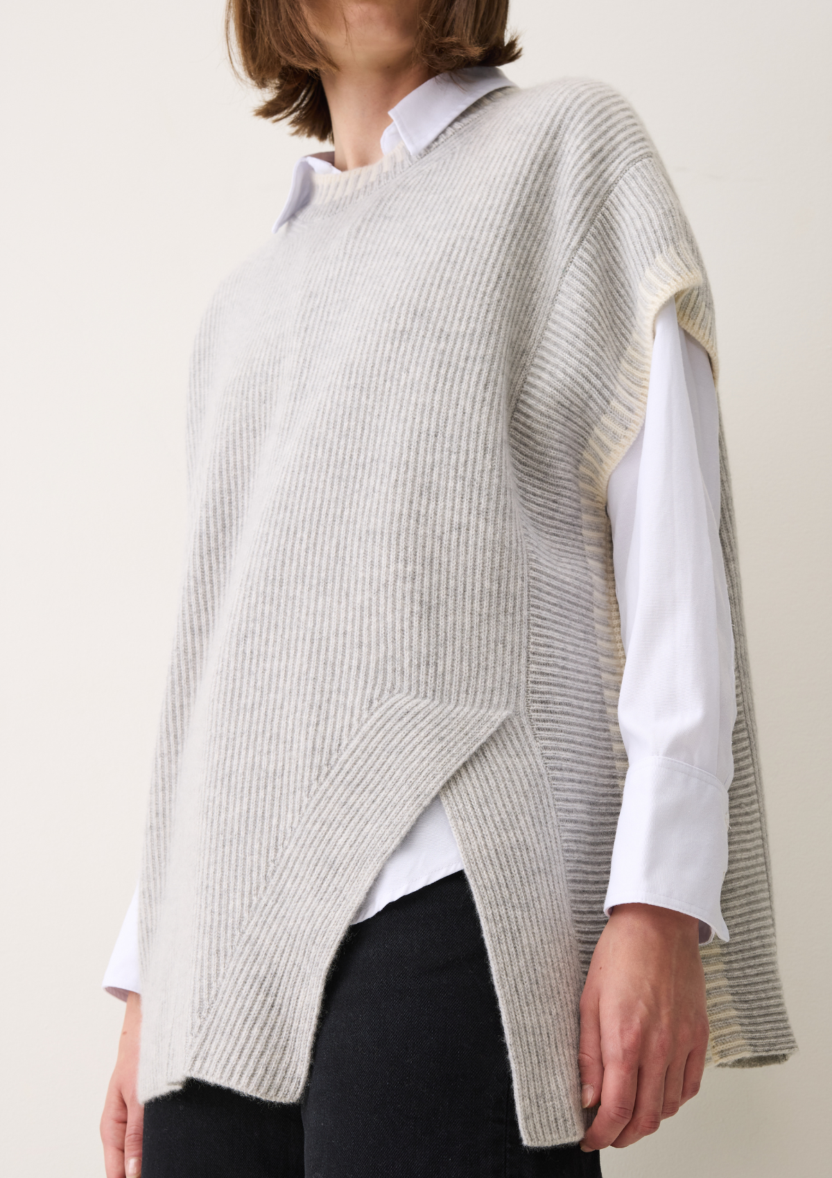 Ribbed Stitch Detail Tank Top in Mist Grey