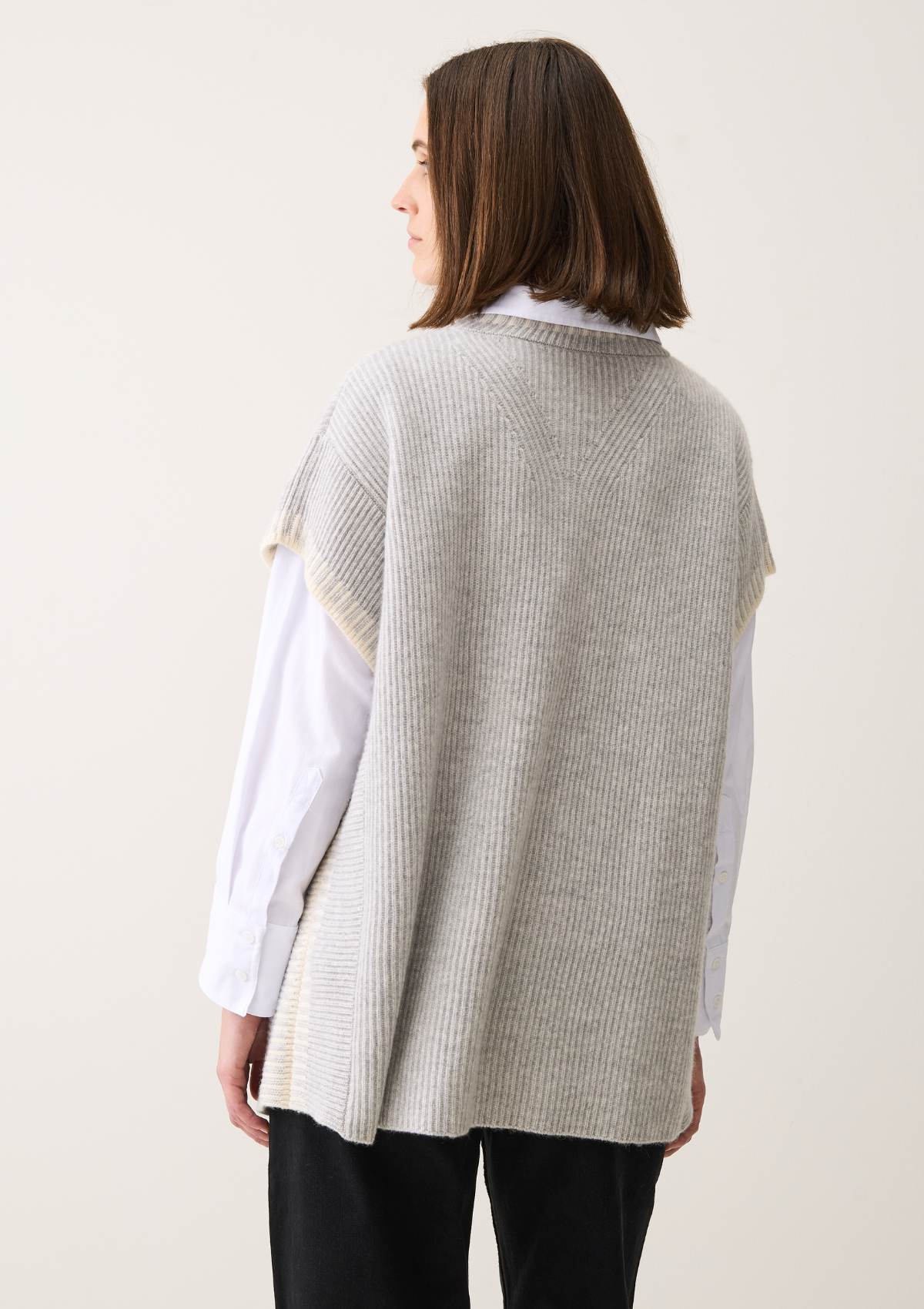 Ribbed Stitch Detail Tank Top in Mist Grey
