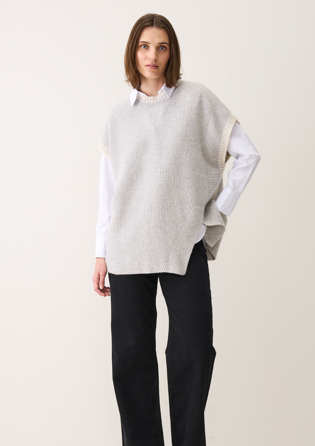 リミフゥ 20/-C Plain Stitch Chest Slit TankBasic Ribbed Tank Top