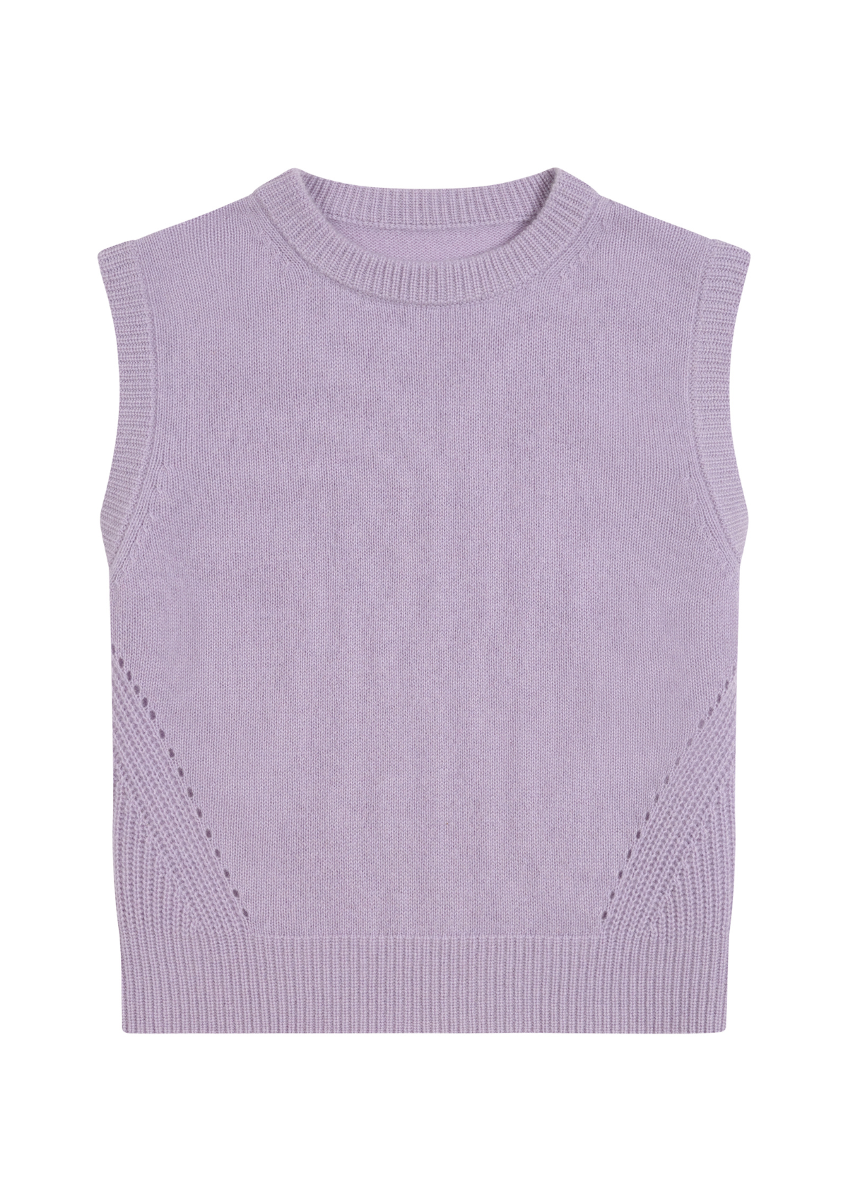 Ribbed Detail Lofty Cashmere Tank in Siberian Lilac
