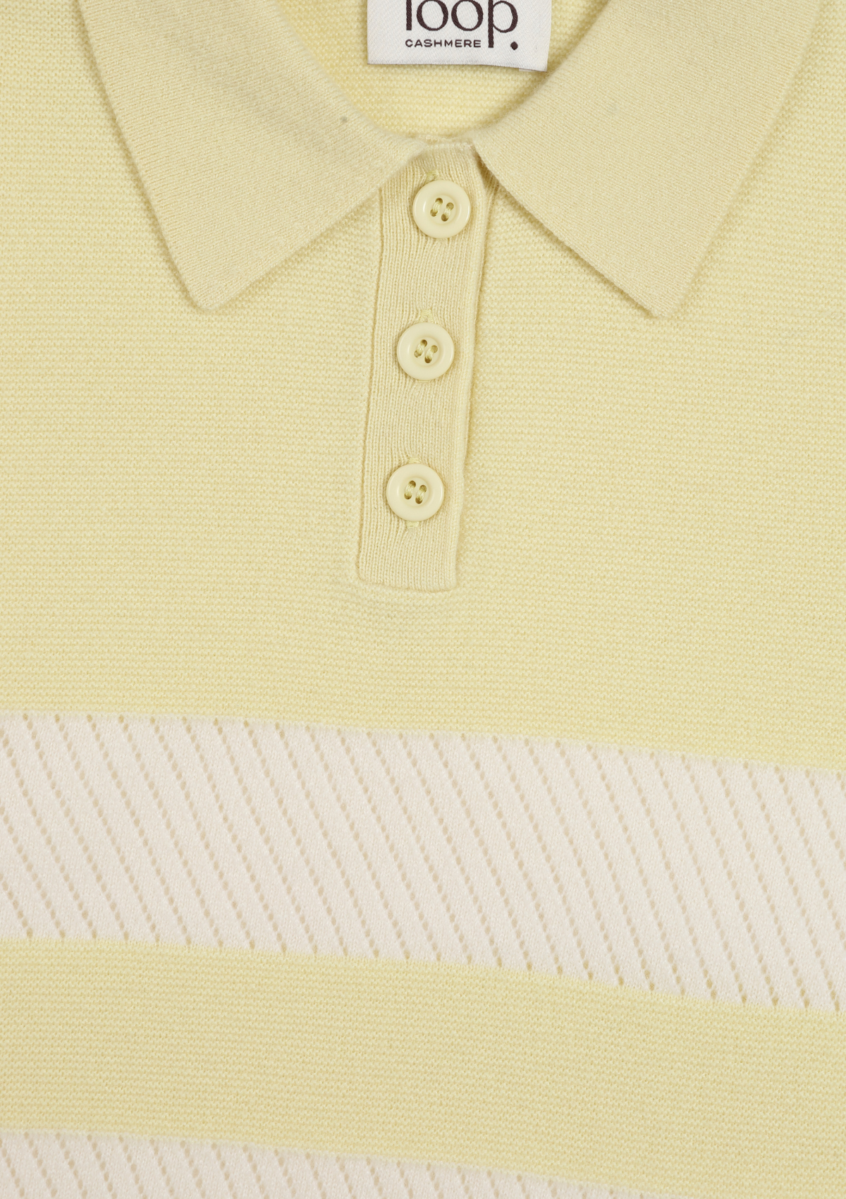 Cashmere Striped Polo Collared Top in Lemonade