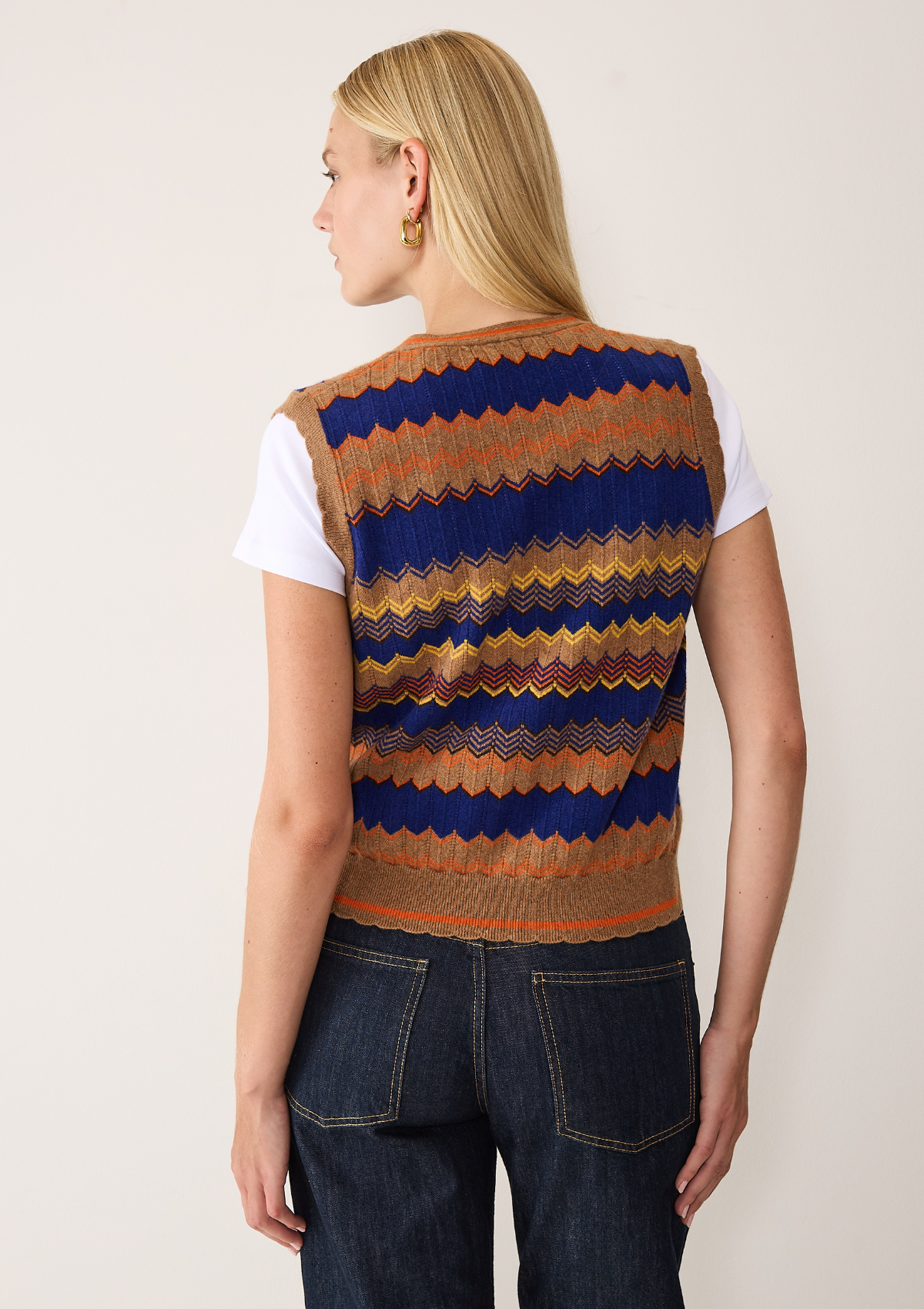 Chevron Stitch Tank in Blue & Orange Mix