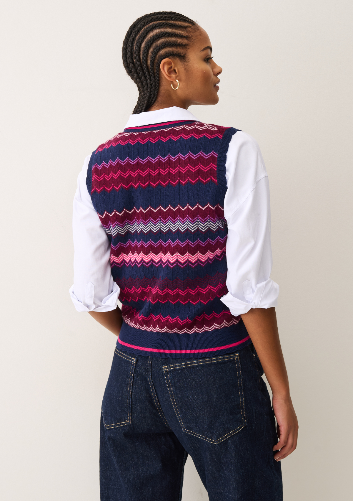Chevron Stitch Tank in Pink & Navy Mix