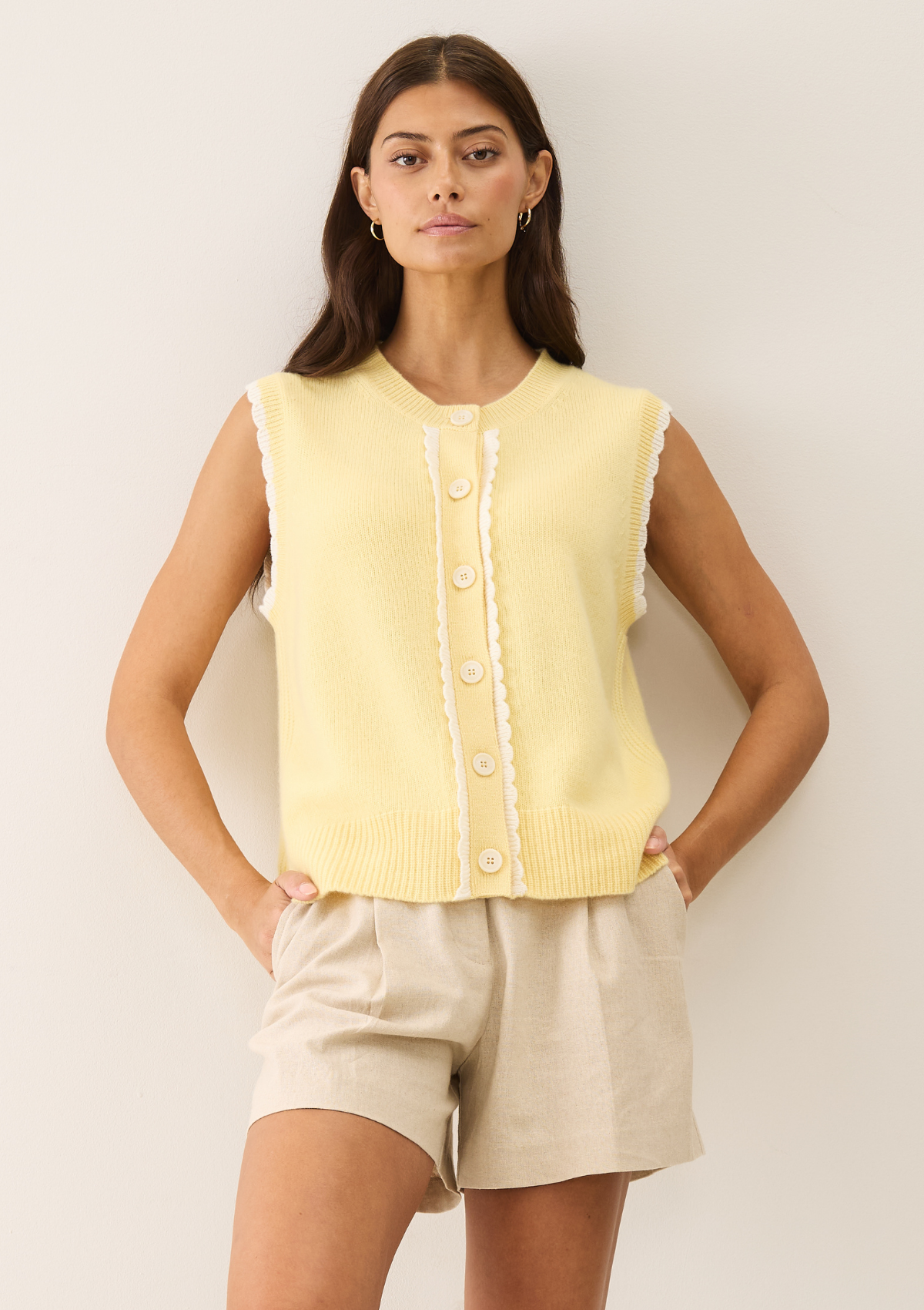 Shell Front Waistcoat in Glow Yellow