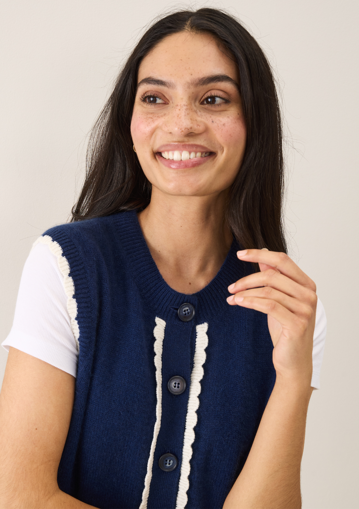 Shell Front Waistcoat in Midnight Blue