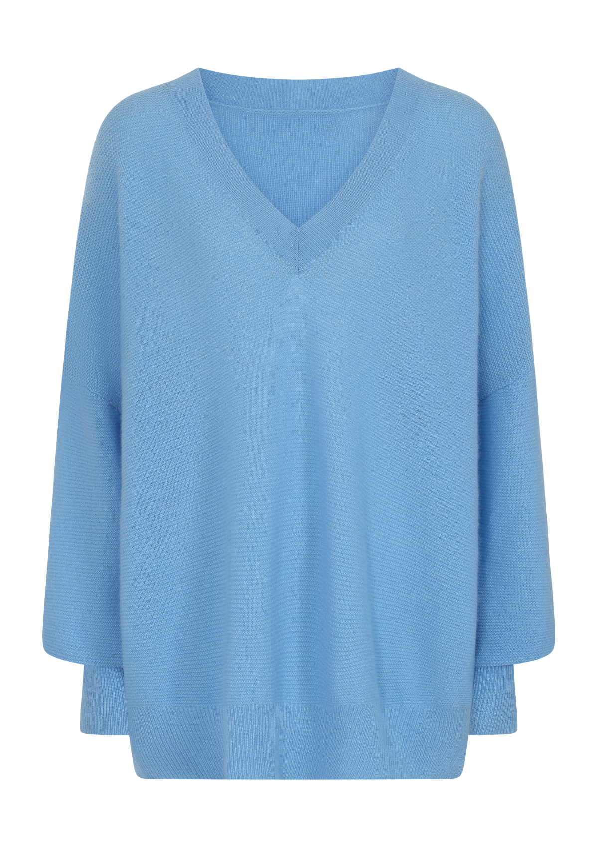 Relaxed Lofty V-Neck Sweater in Delta Blue