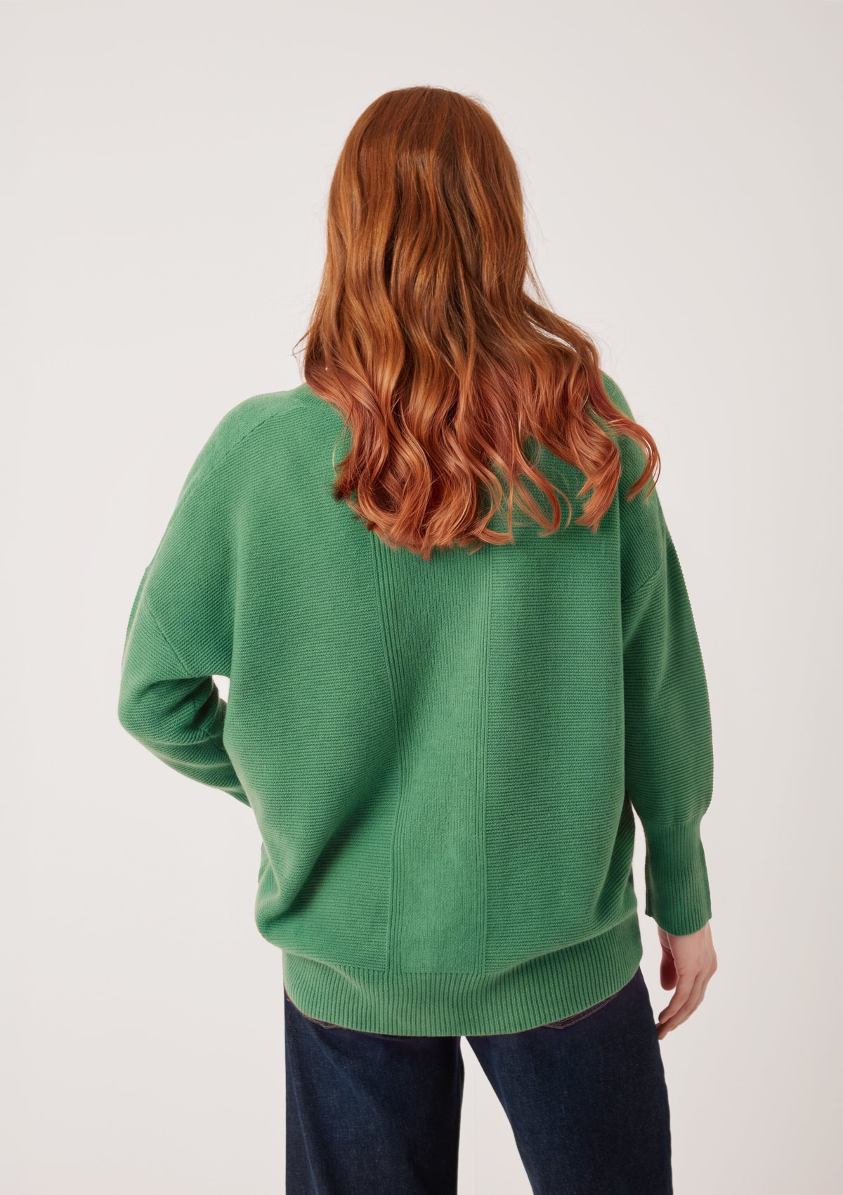 Relaxed Lofty V Neck Sweater in Chai Green