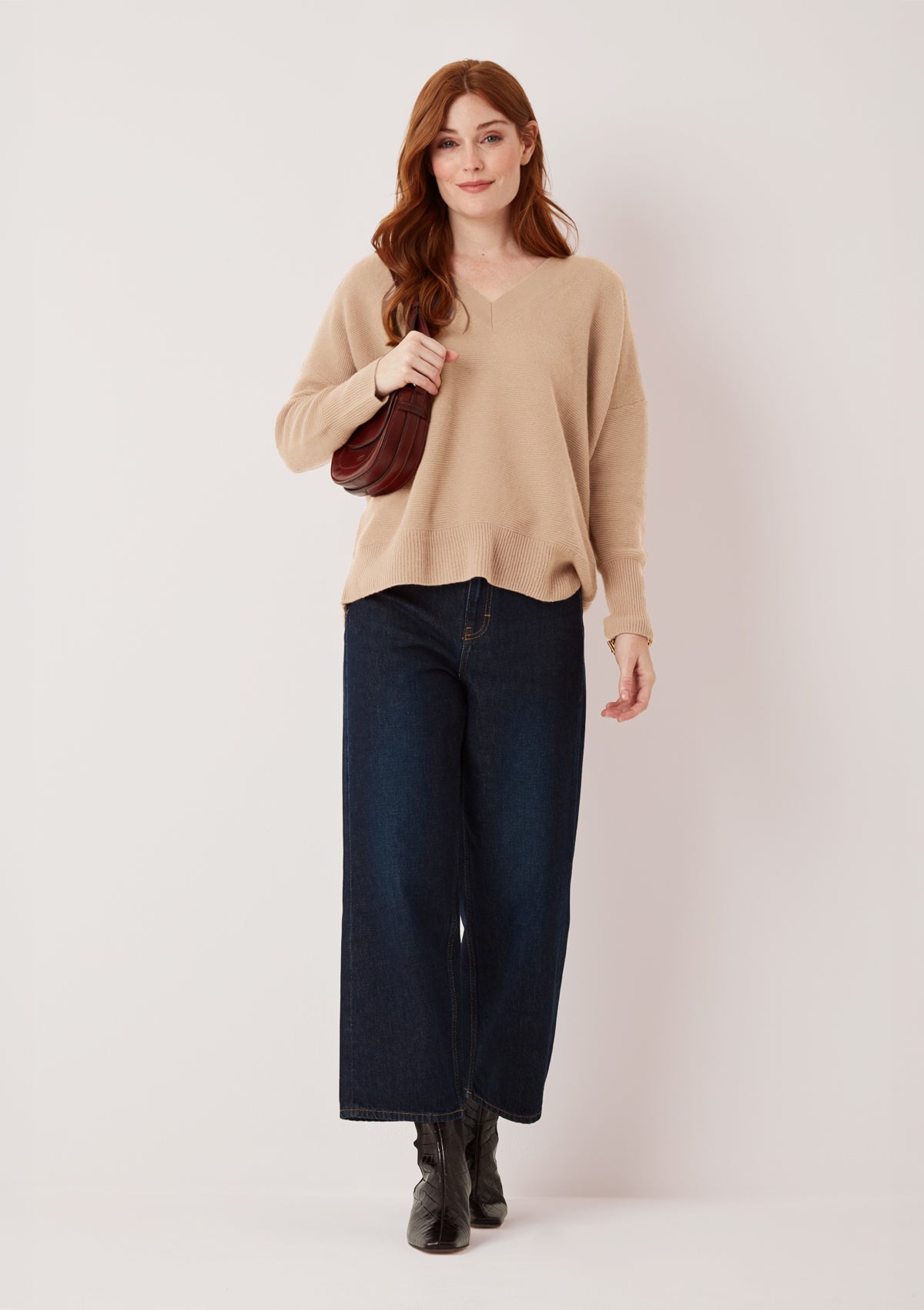 Relaxed Lofty V Neck Sweater in Chanterelle