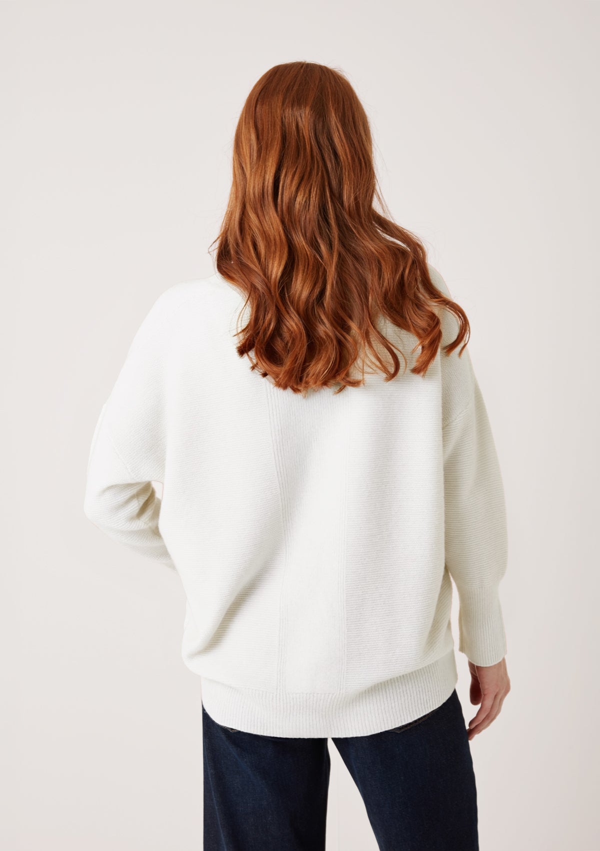 Relaxed Lofty V Neck Sweater in Snow White