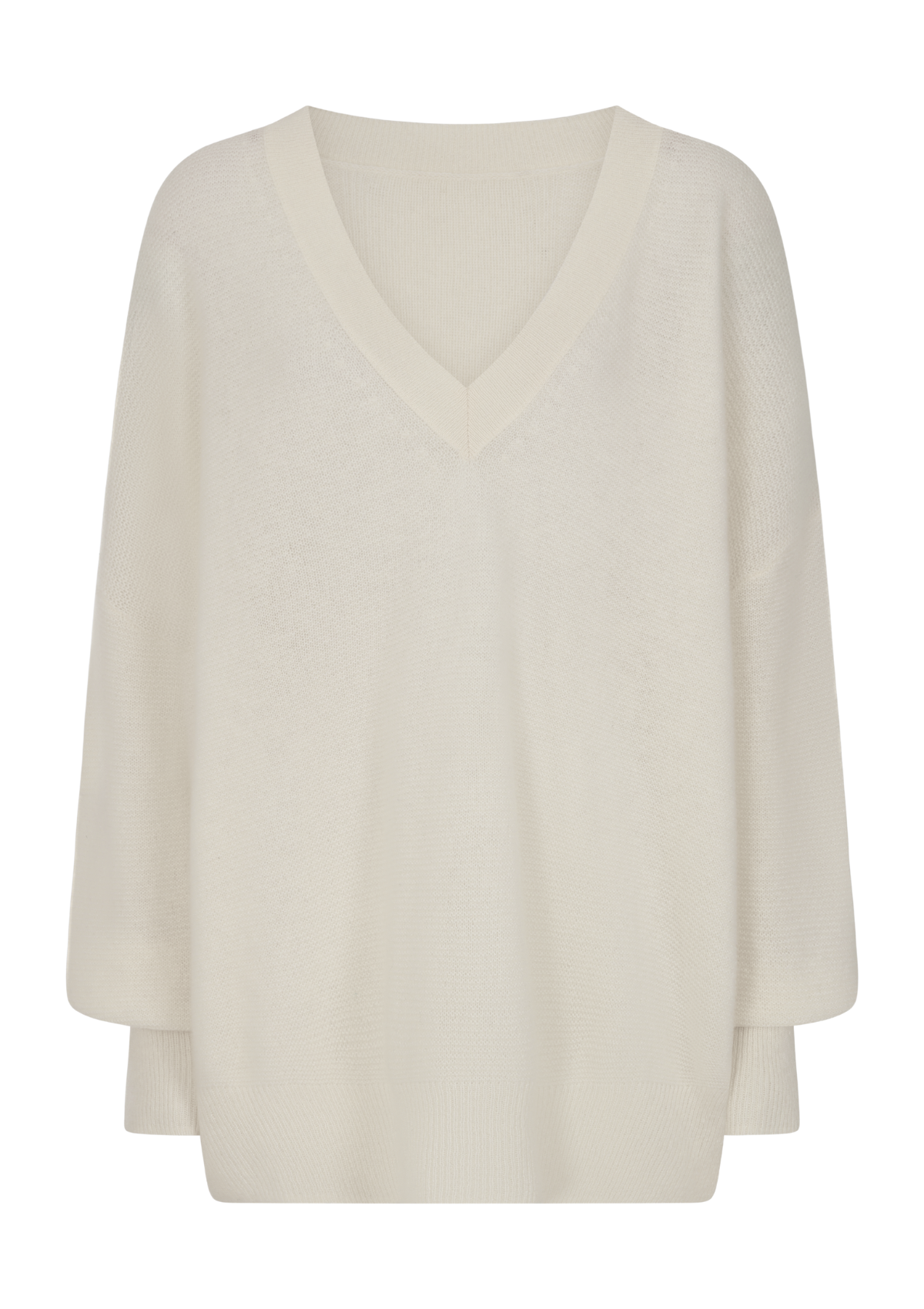 Relaxed Lofty V Neck Sweater in Chalk White